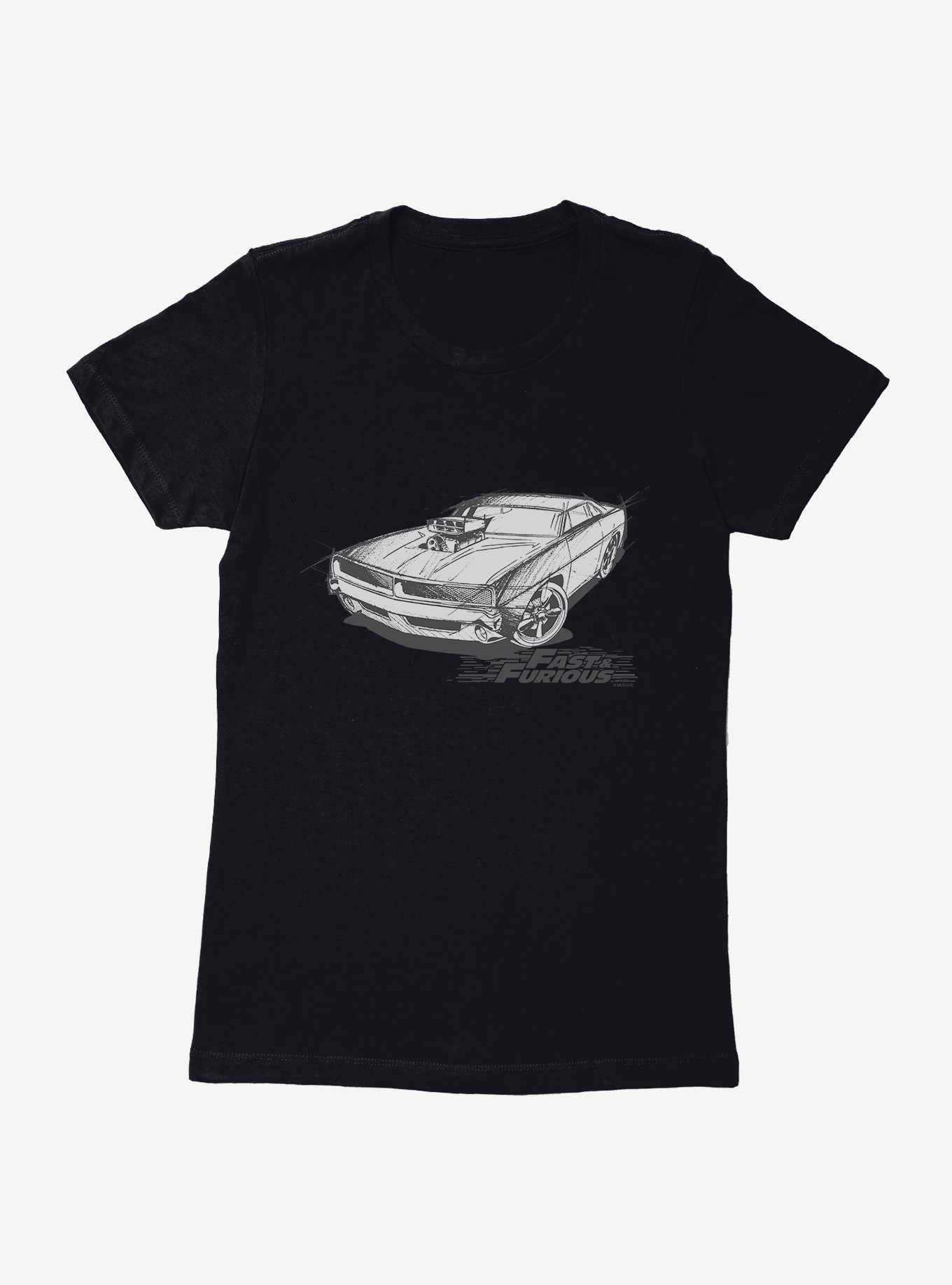 Fast & Furious Car Sketch Womens T-Shirt, , hi-res