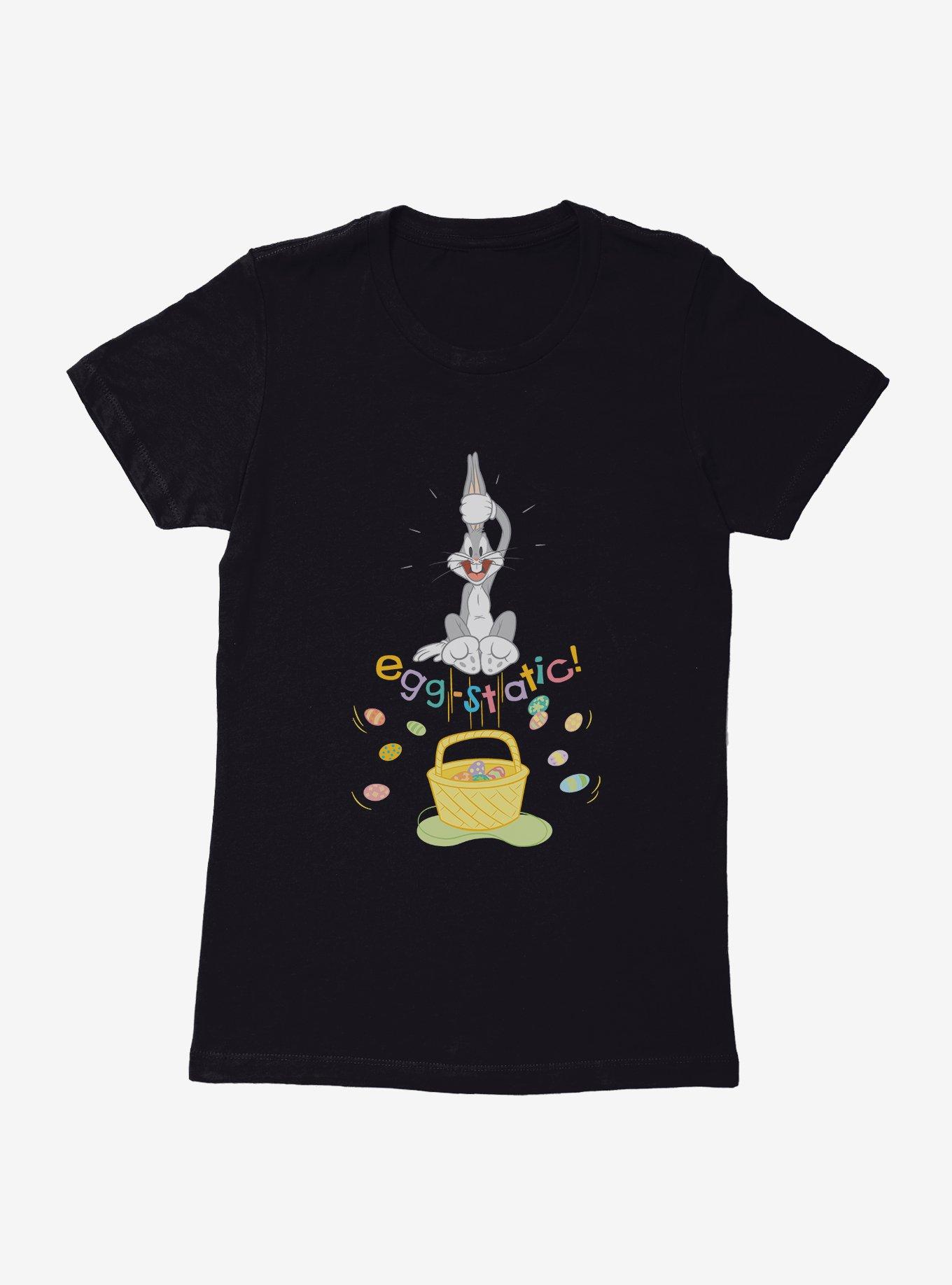 Looney Tunes Easter Bugs Bunny Egg-Static! Womens T-Shirt, BLACK, hi-res