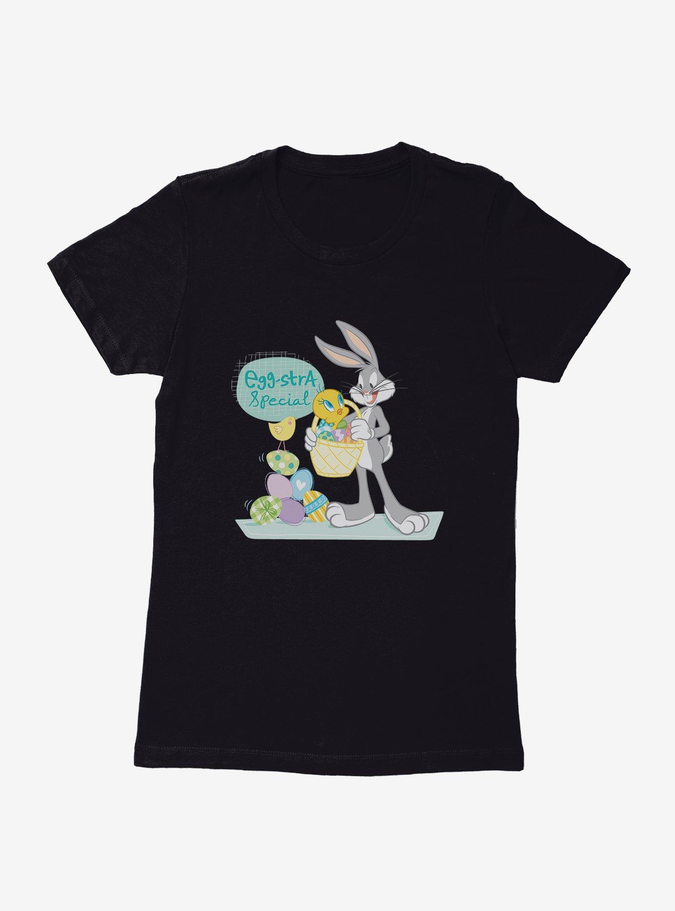 Looney Tunes Easter Bugs Bunny Tweety Egg-Stra Special! Womens T-Shirt, BLACK, hi-res
