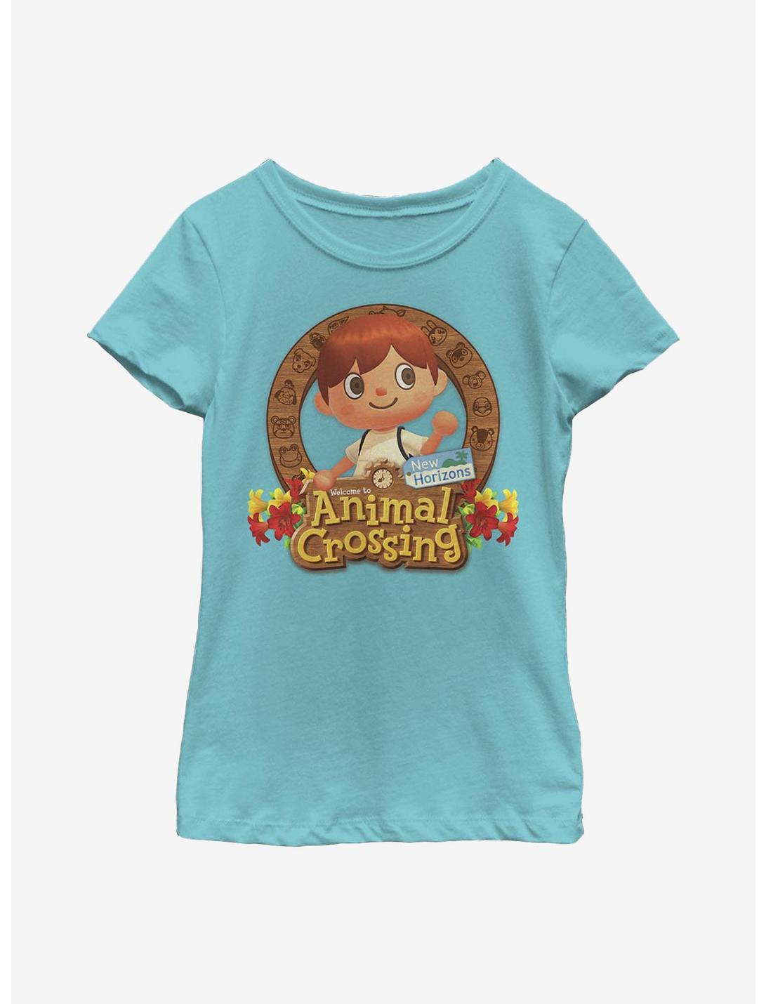 Animal Crossing: New Horizons Villager Emblem Youth Girls T-Shirt, TAHI BLUE, hi-res