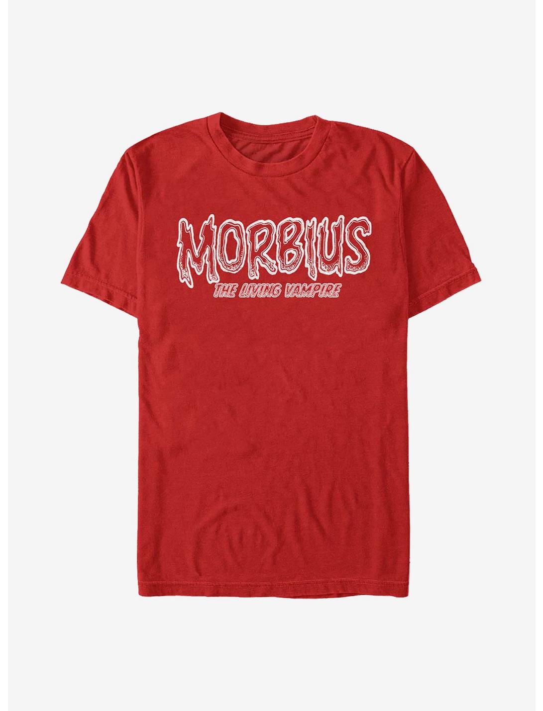Marvel Morbius The Living Vampire Script T-Shirt, RED, hi-res