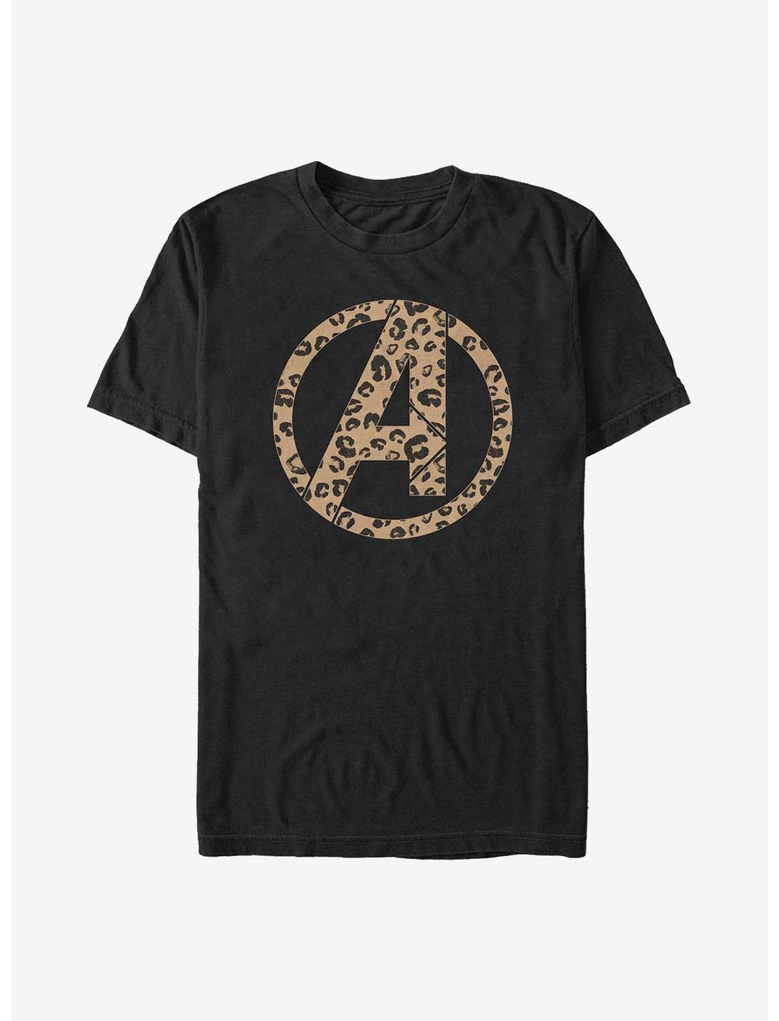 Marvel Avengers Logo Leopard Fill T-Shirt, BLACK, hi-res