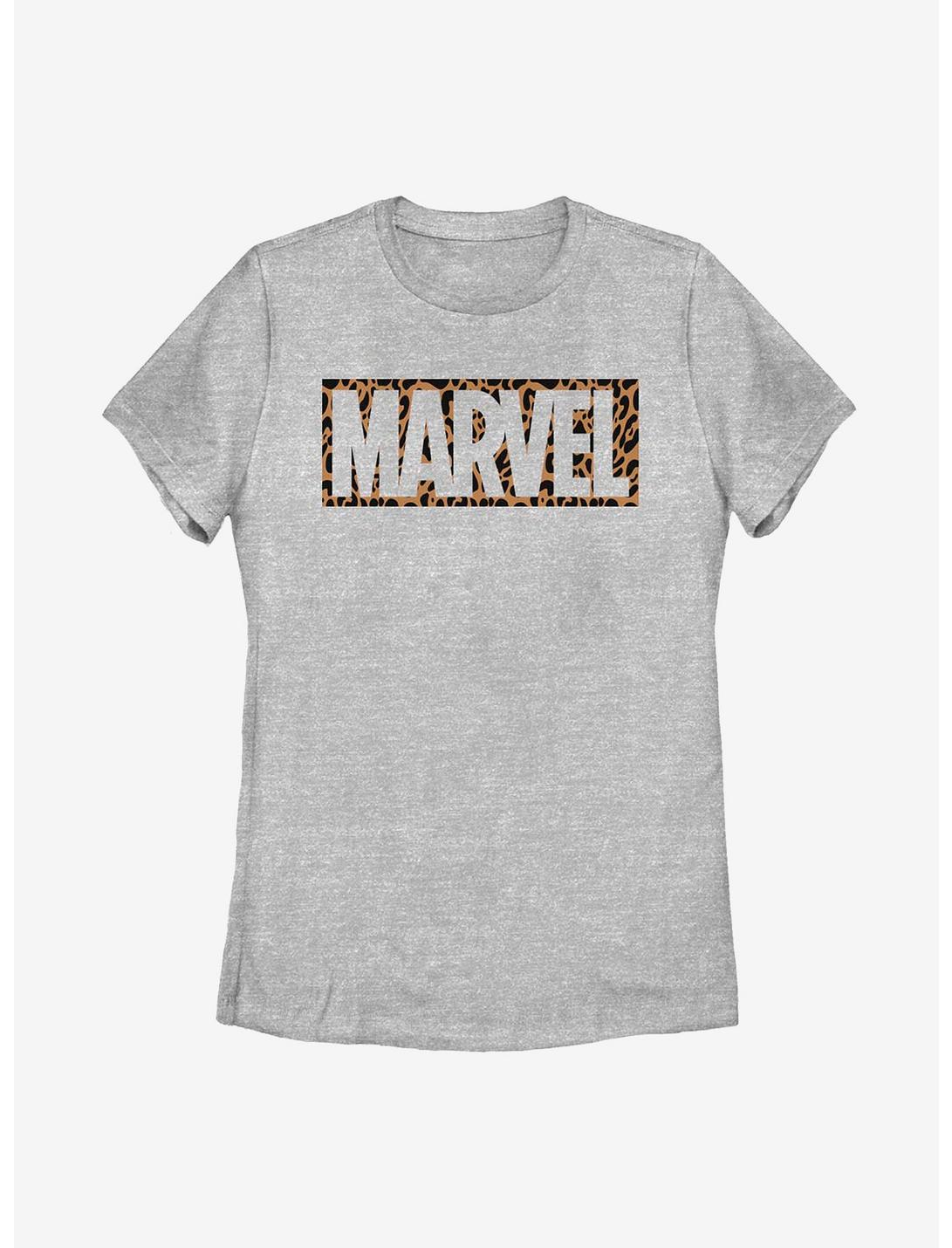 Marvel Logo Cheetah Fill Womens T-Shirt, ATH HTR, hi-res