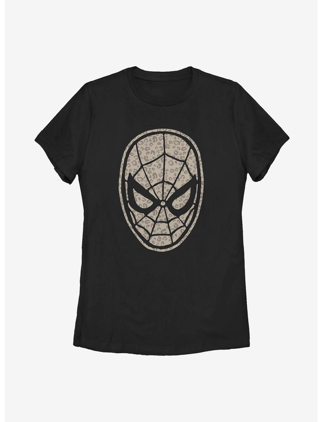Marvel Spider-Man Mask Leopard Fill Womens T-Shirt, BLACK, hi-res
