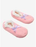 Pastel Pink With Bow Cozy Slippers, , hi-res