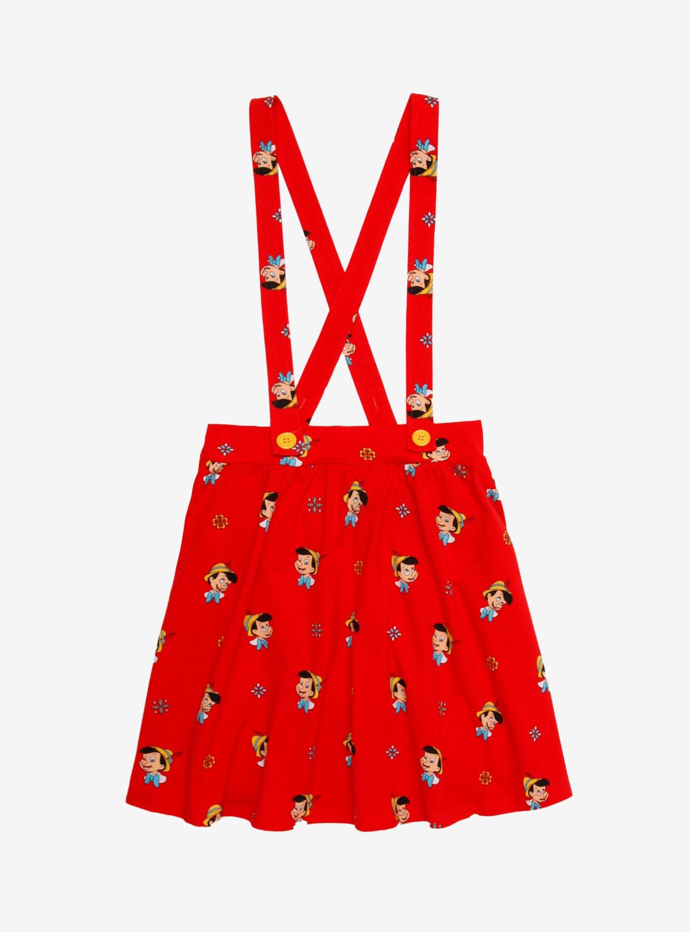 Cakeworthy Disney Pinocchio Women's Suspender Flare Skirt, WHITE, hi-res