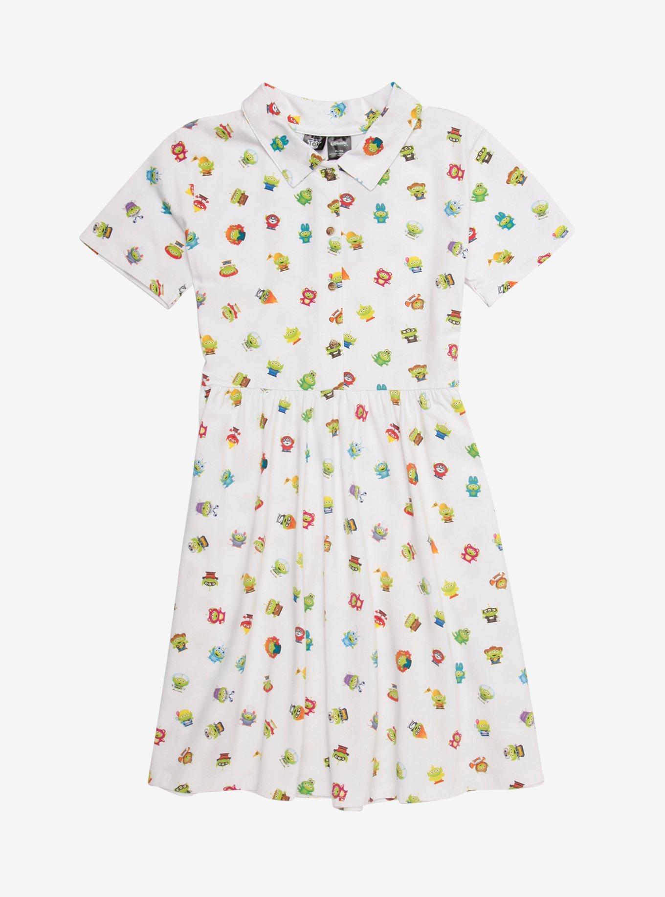 Cakeworthy Disney Pixar Toy Story Alien Costumes Women's Button-Up Dress, MULTI, hi-res