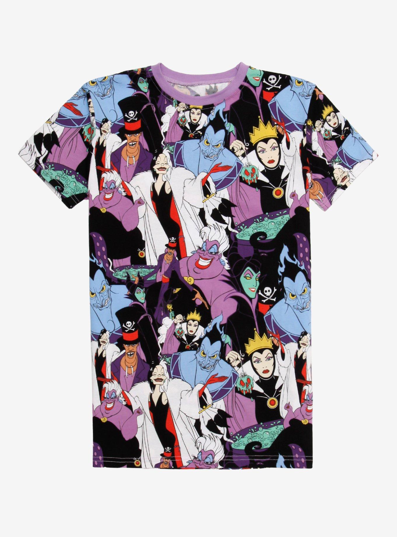 Cakeworthy Disney Villains Characters Allover Print T-Shirt, MULTI, hi-res