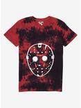 Friday The 13th Mask Slashed Tie-Dye Girls T-Shirt, RED, hi-res
