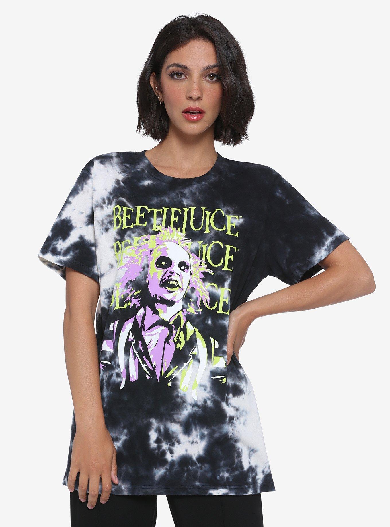 Beetlejuice Tie-Dye Slashed Back Girls T-Shirt, WHITE, hi-res