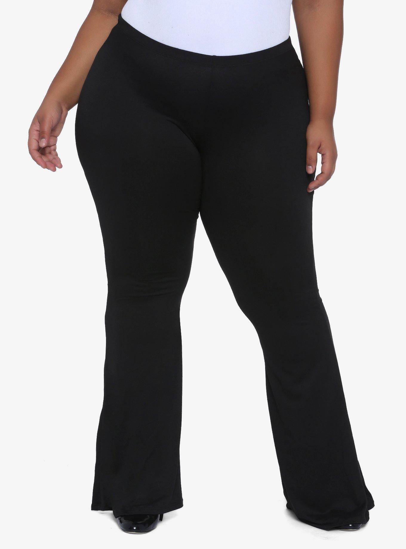 Black Womens Plus Size Active Flare Leggings