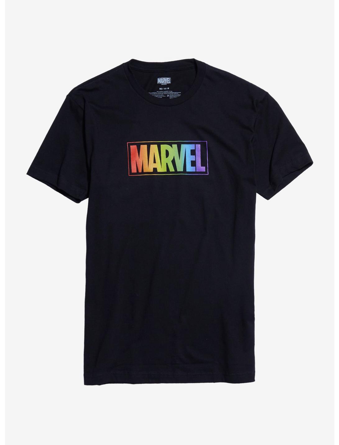 Marvel Rainbow Logo T-Shirt, BLACK, hi-res