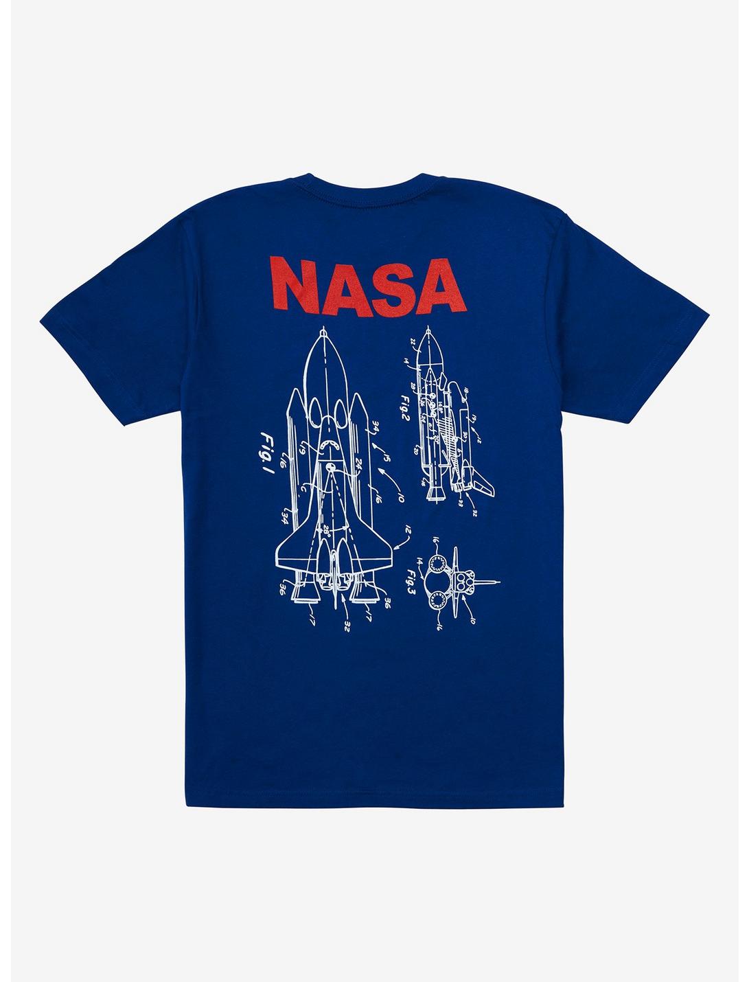 NASA Rocket Blueprint T-Shirt - BoxLunch Exclusive, ROYAL, hi-res