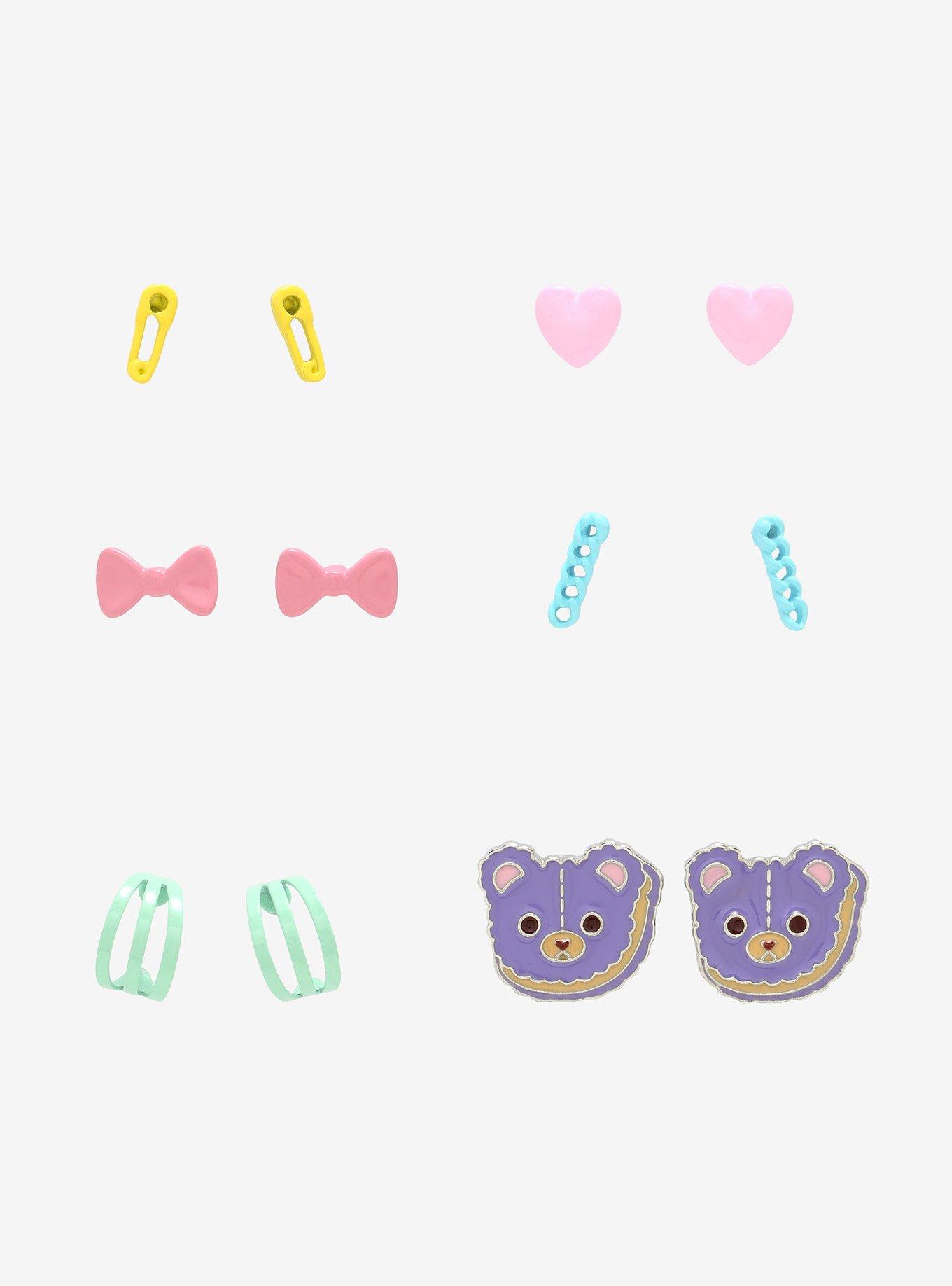 Pastel Bear Stud Earring Set, , hi-res