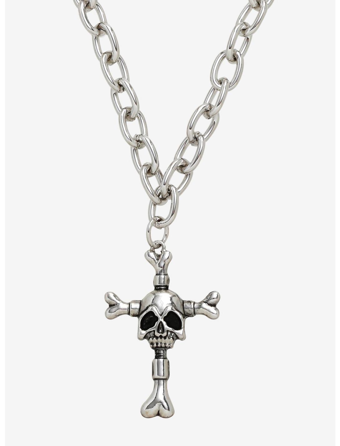 Skull & Cross Chain Necklace, , hi-res