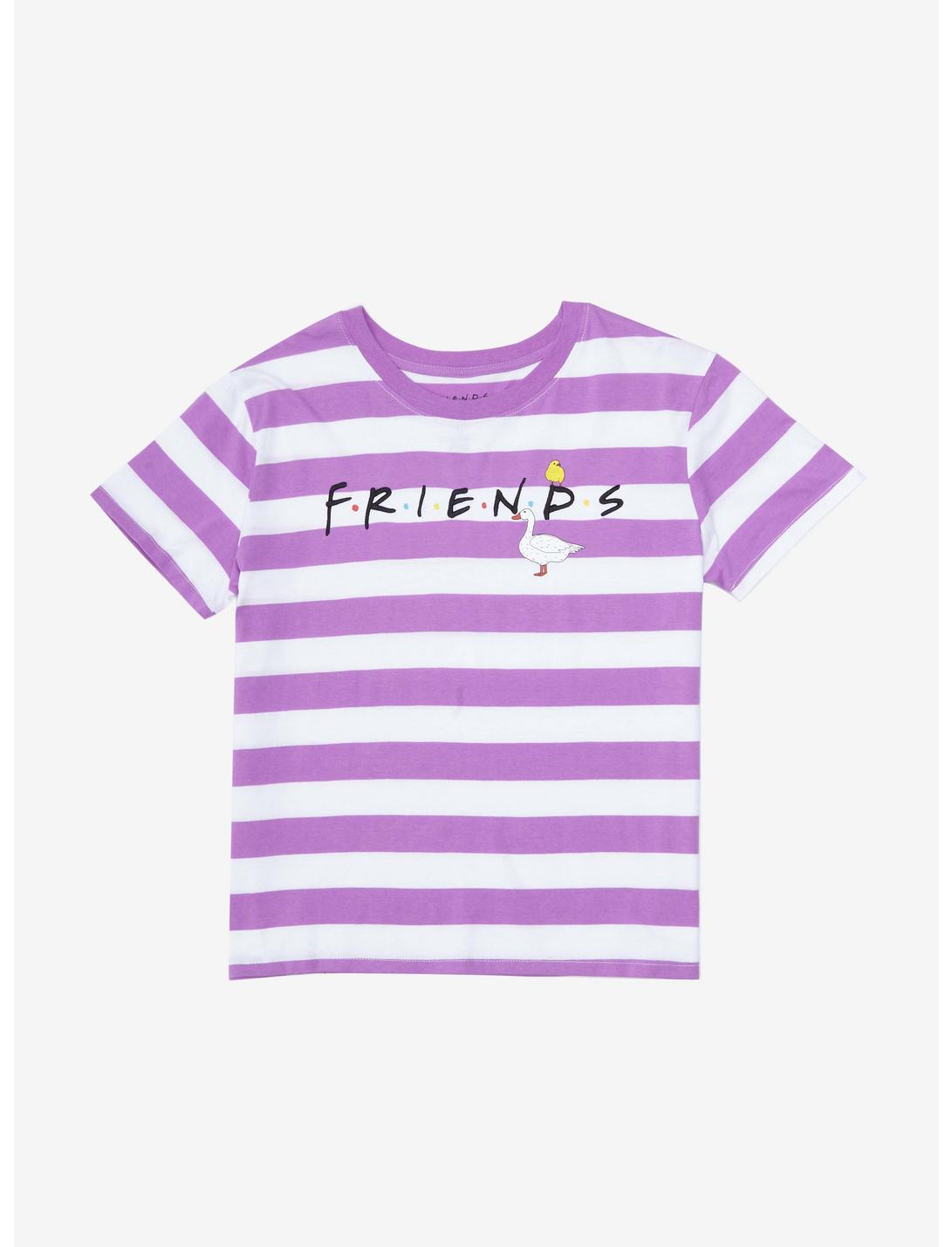 Friends Chick & Duck Striped T-Shirt - BoxLunch Exclusive, WHITE, hi-res