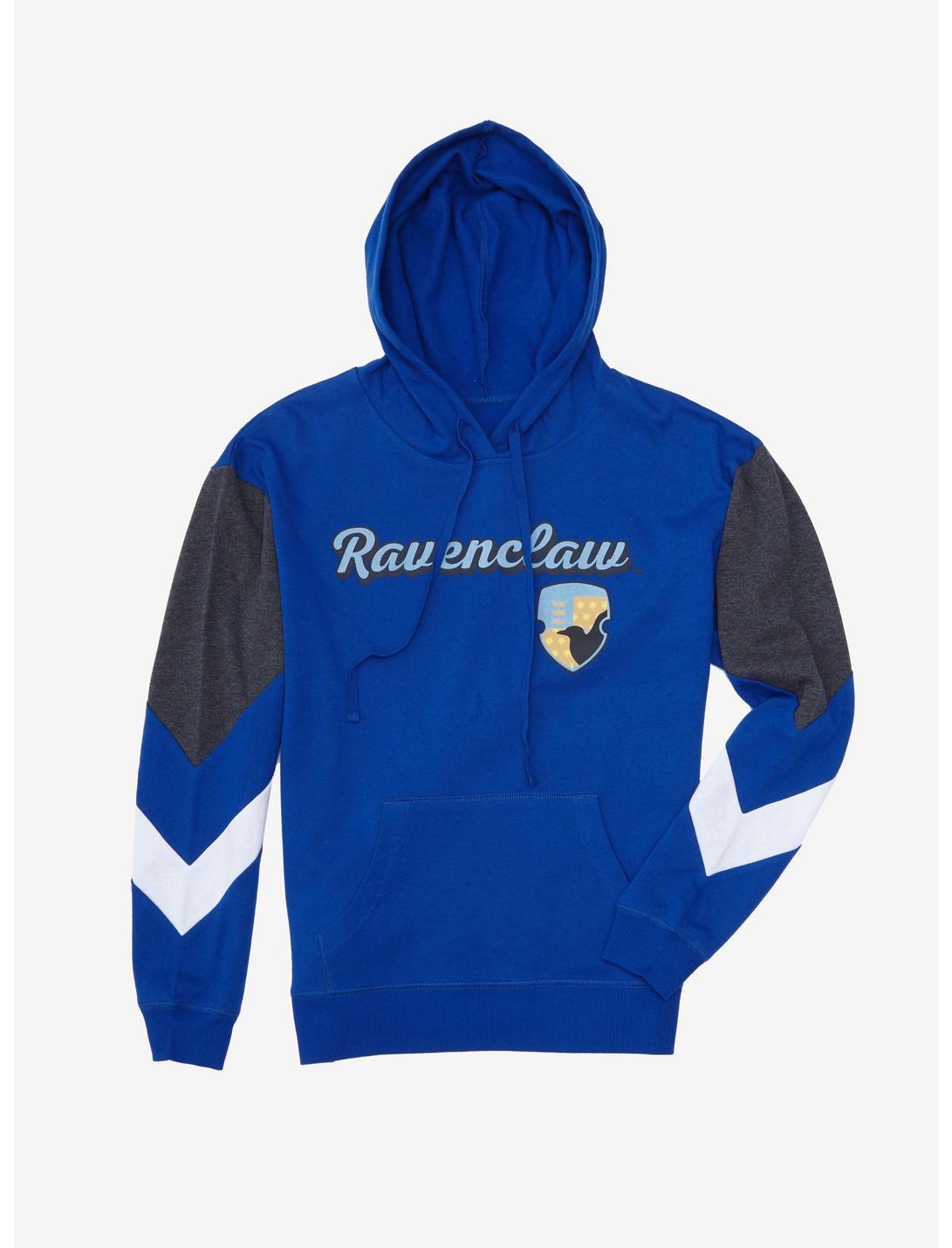 Harry Potter Ravenclaw Chevron Sleeve Women's Hoodie - BoxLunch Exclusive, GREY, hi-res