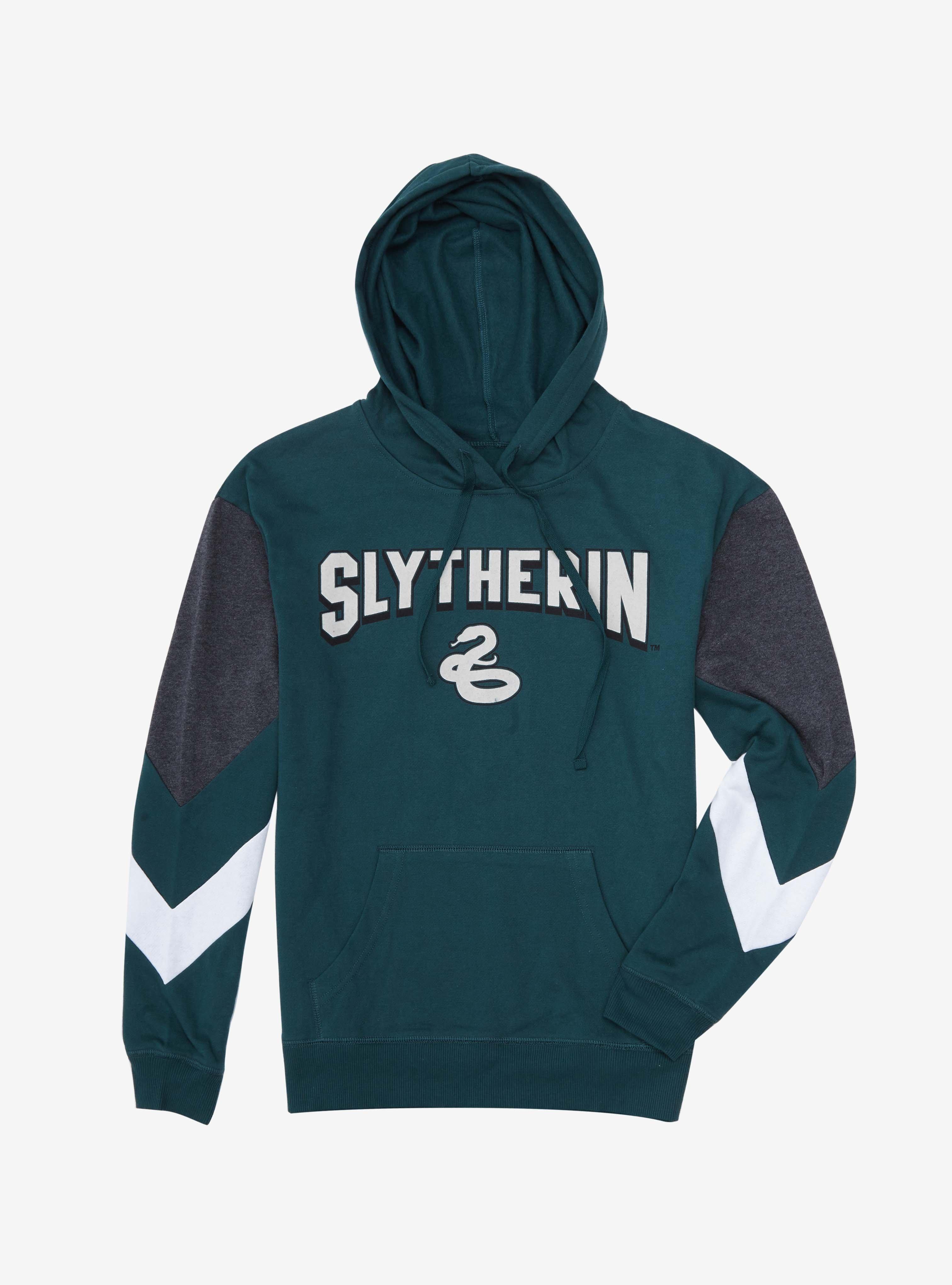 Harry Potter Slytherin Chevron Sleeve Women s Hoodie BoxLunch Exclusive BoxLunch