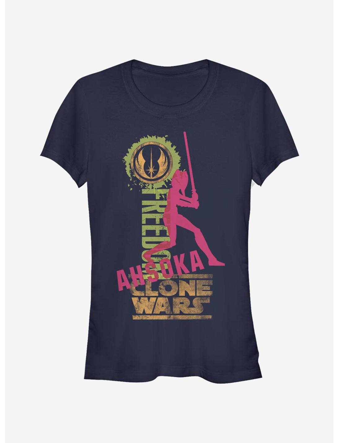 Star Wars The Clone Wars Freedom Ahsoka Girls T-Shirt, NAVY, hi-res