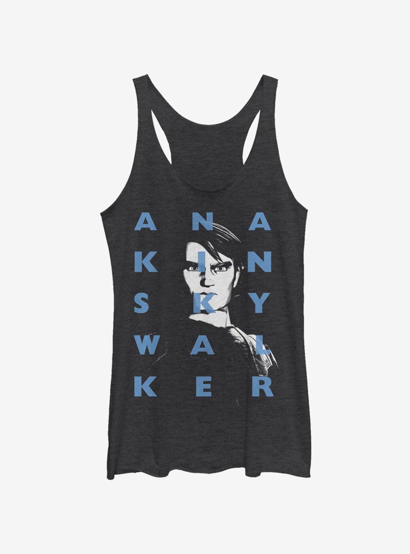 Star Wars The Clone Wars Anakin Text Girls Tank, BLK HTR, hi-res