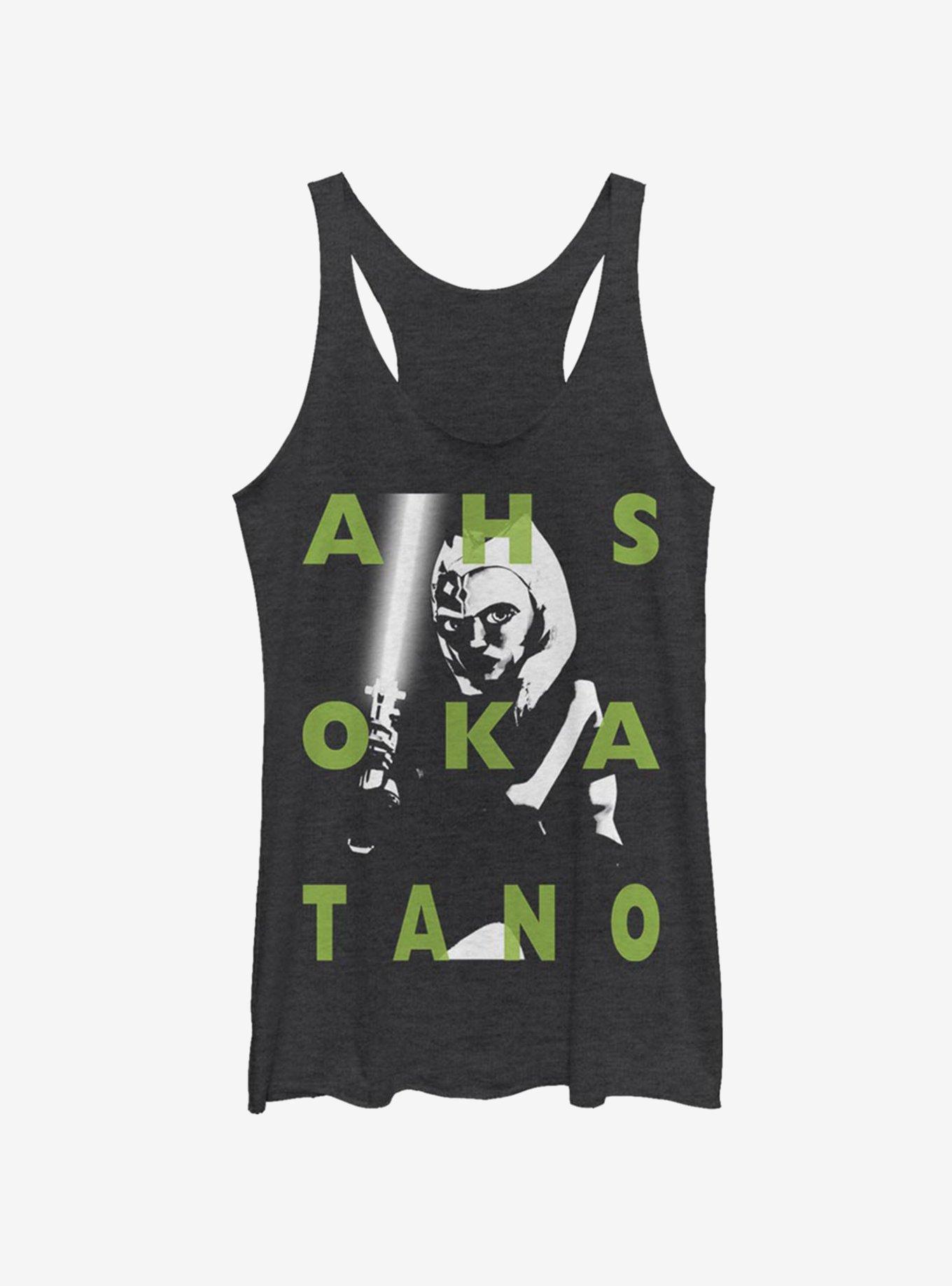 Star Wars The Clone Wars Ahsoka Text Girls Tank, BLK HTR, hi-res