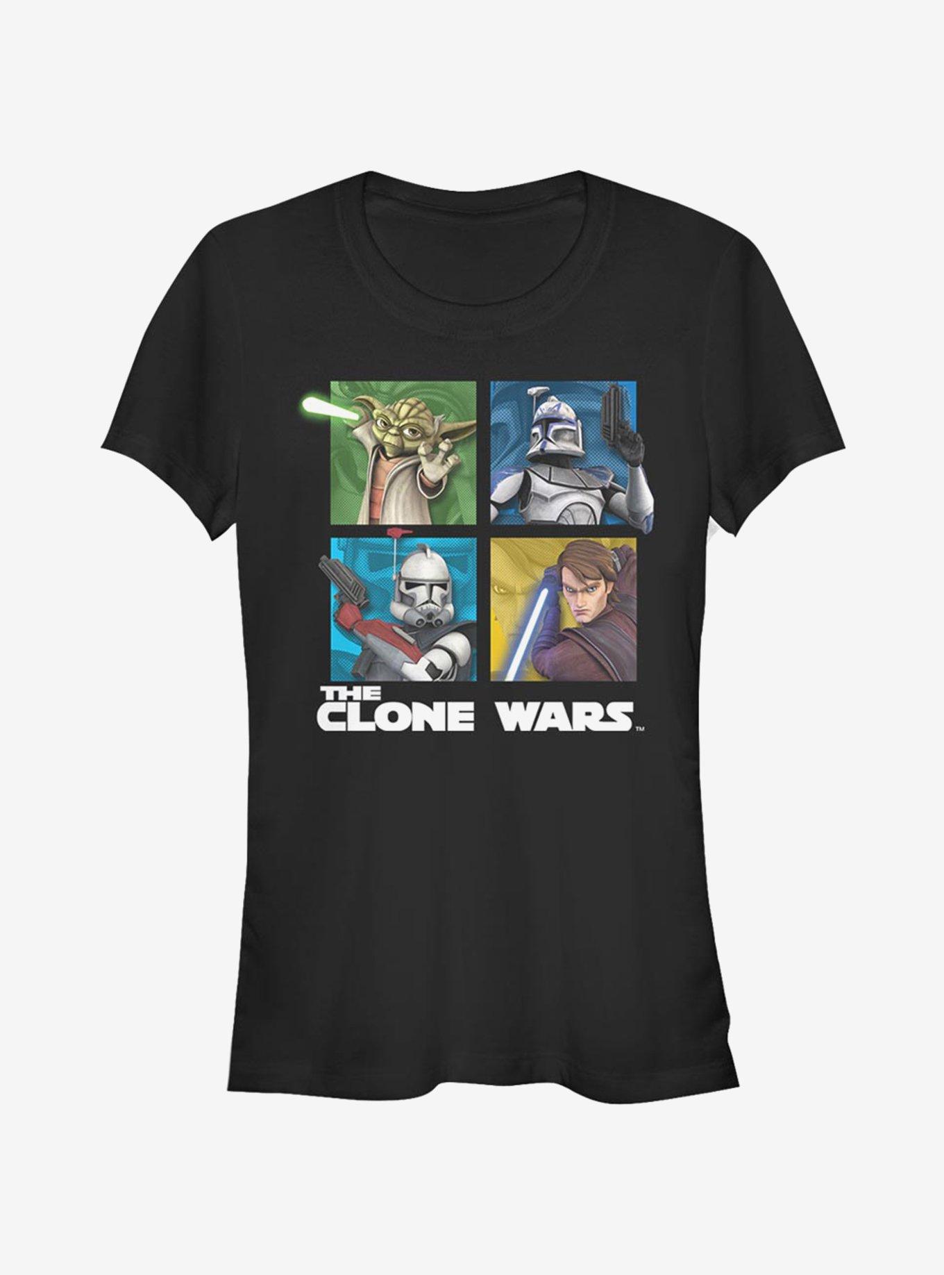 Star Wars The Clone Wars Panel Four Girls T-Shirt, BLACK, hi-res