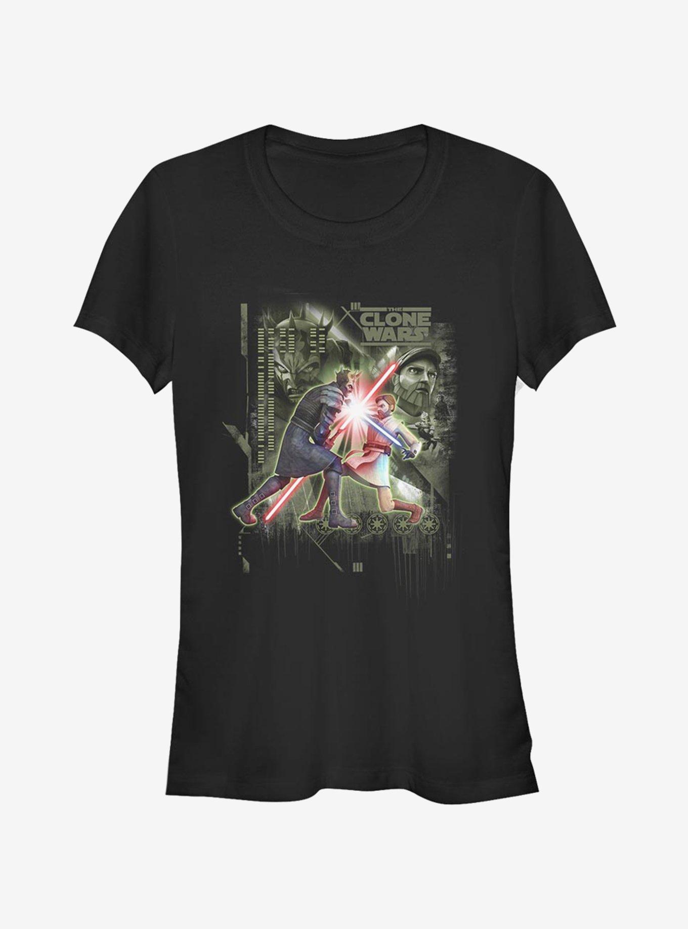 Star Wars The Clone Wars Saber Duel Girls T-Shirt, BLACK, hi-res