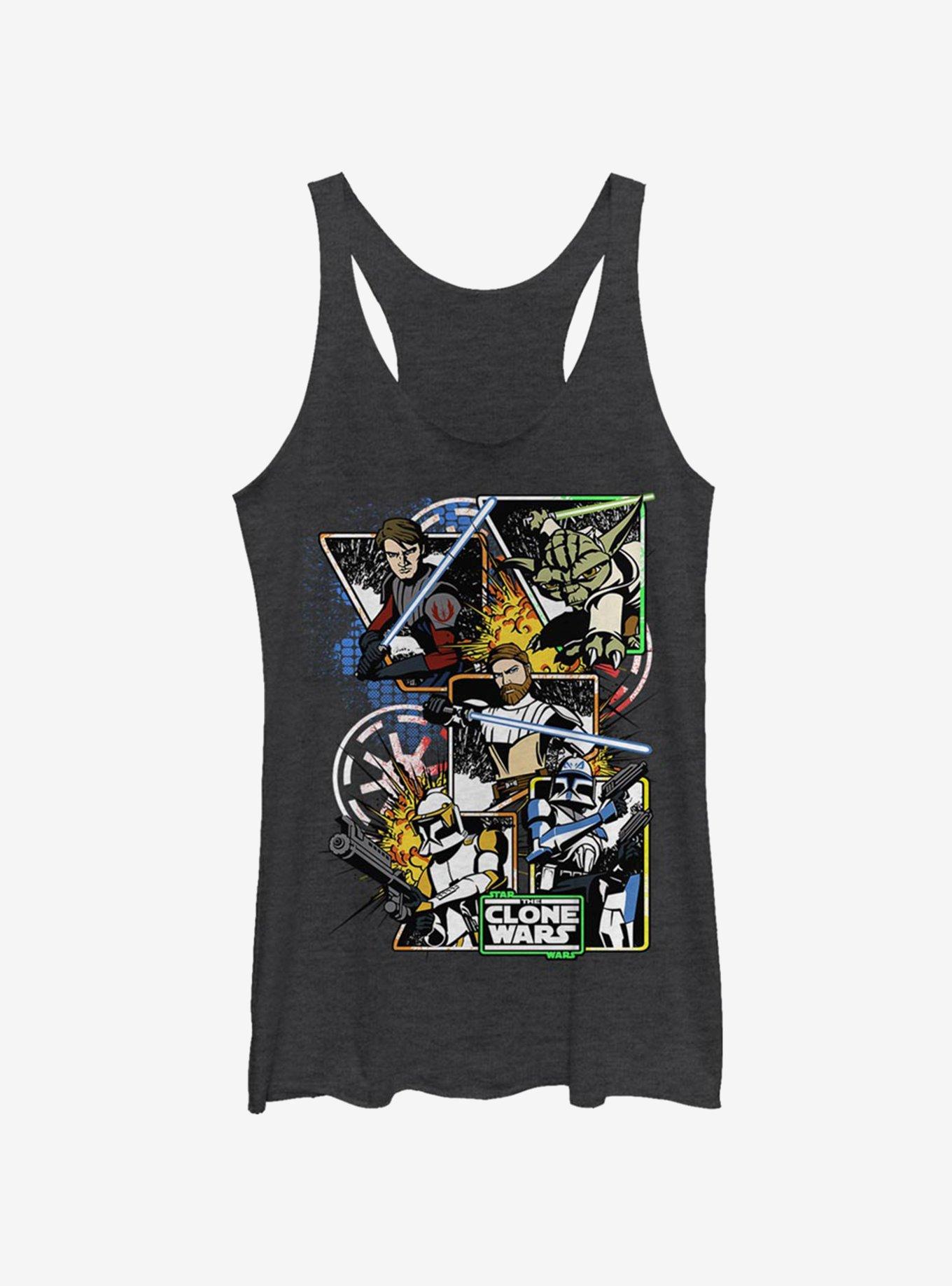 Star Wars The Clone Wars Royal Flush Girls Tank Top, BLK HTR, hi-res