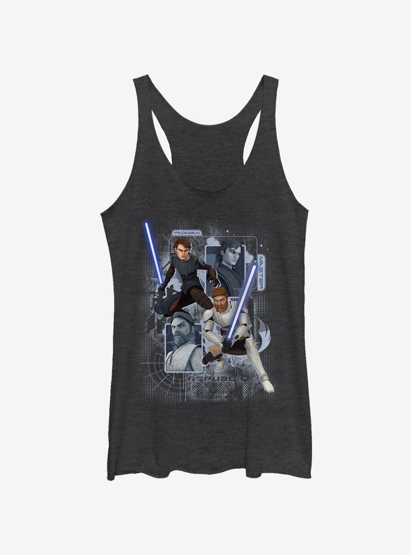 Star Wars The Clone Wars Schematic Shot Girls Tank Top, BLK HTR, hi-res