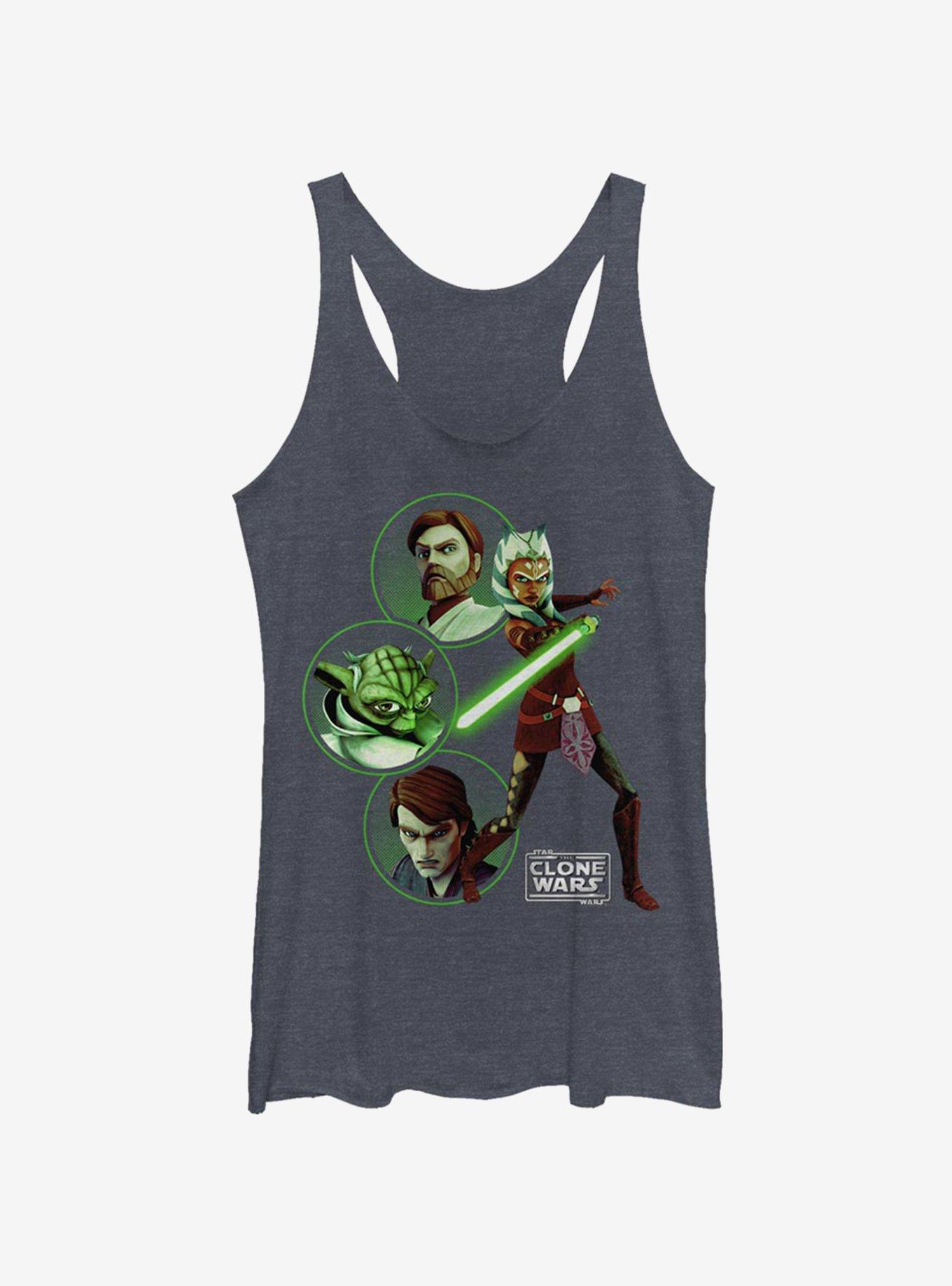 Star Wars The Clone Wars Light Side Group Girls Tank, NAVY HTR, hi-res