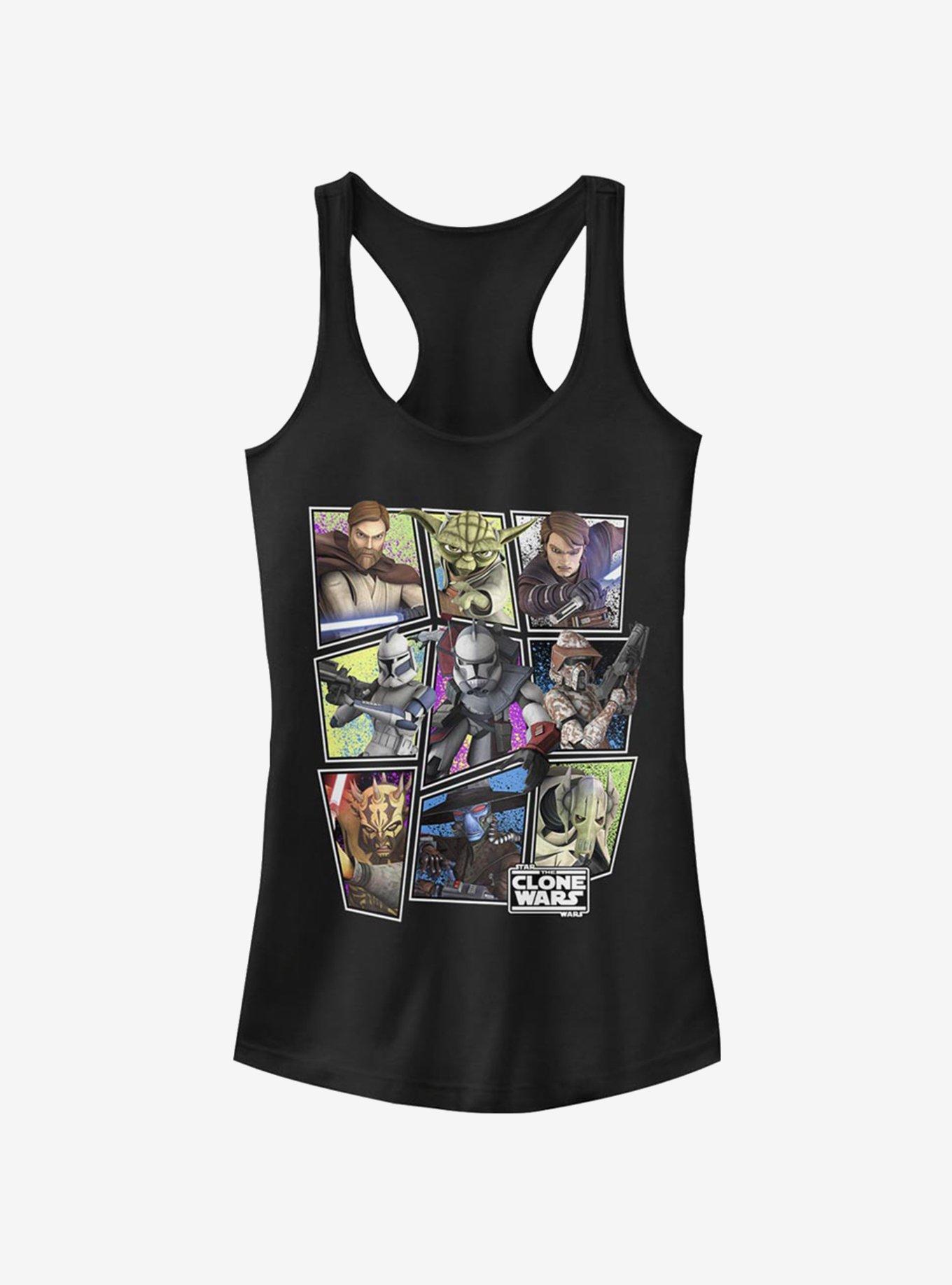 Star Wars The Clone Wars Scattered Group Girls Tank, BLACK, hi-res