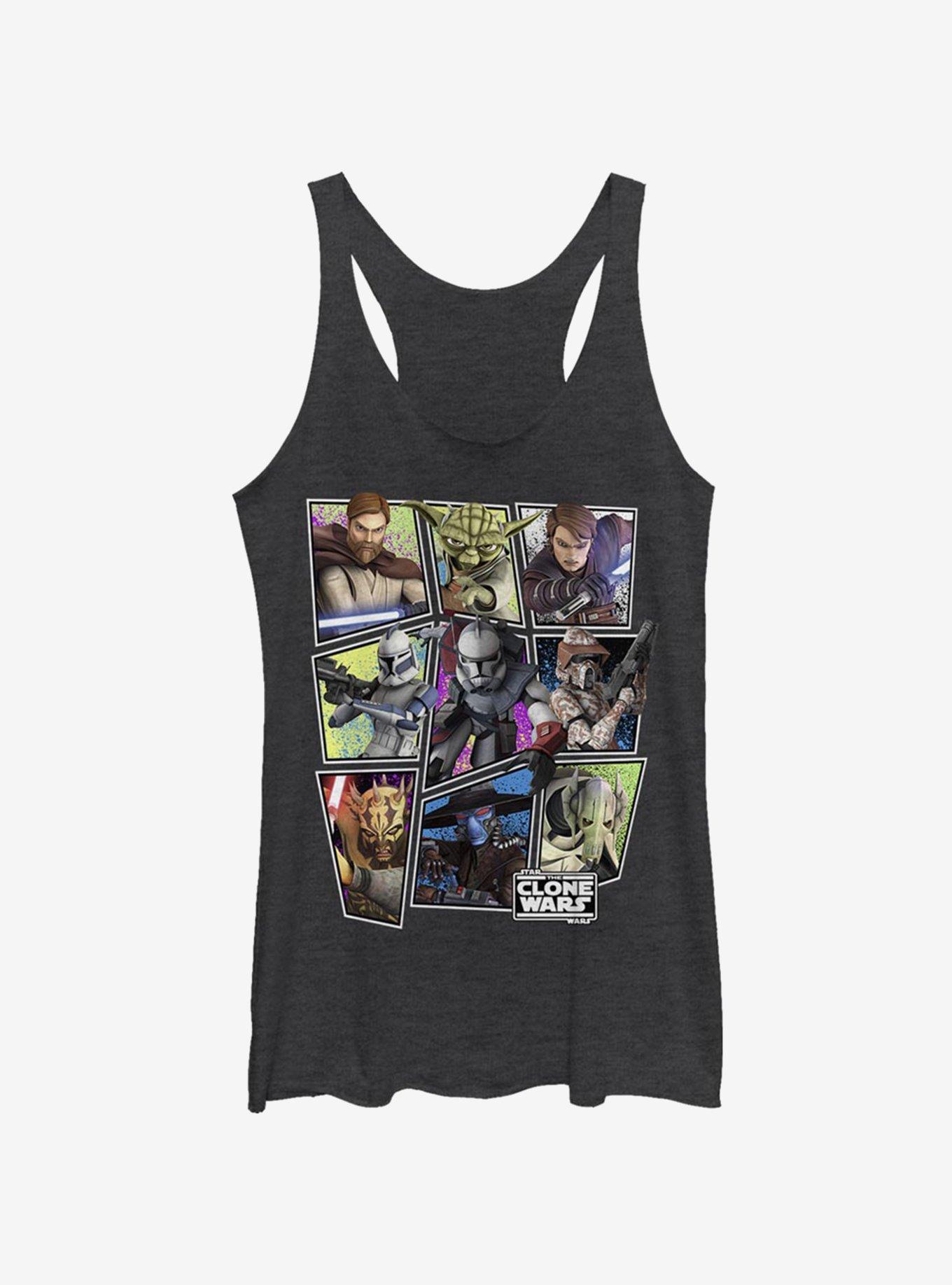 Star Wars The Clone Wars Scattered Group Girls Tank, BLK HTR, hi-res