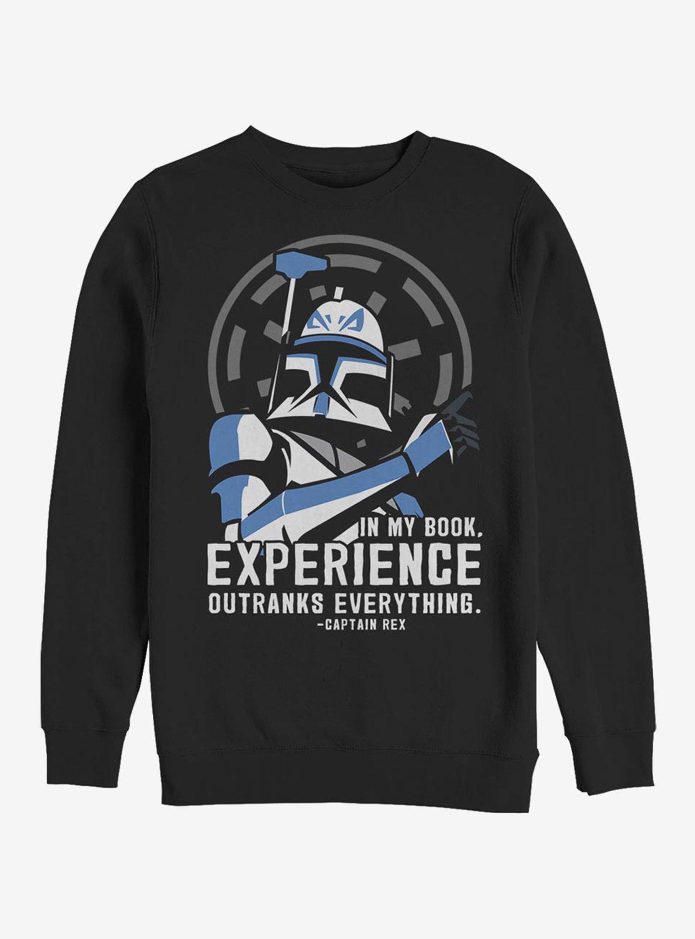 Star Wars The Clone Wars Outranks Everything Crew Sweatshirt, BLACK, hi-res