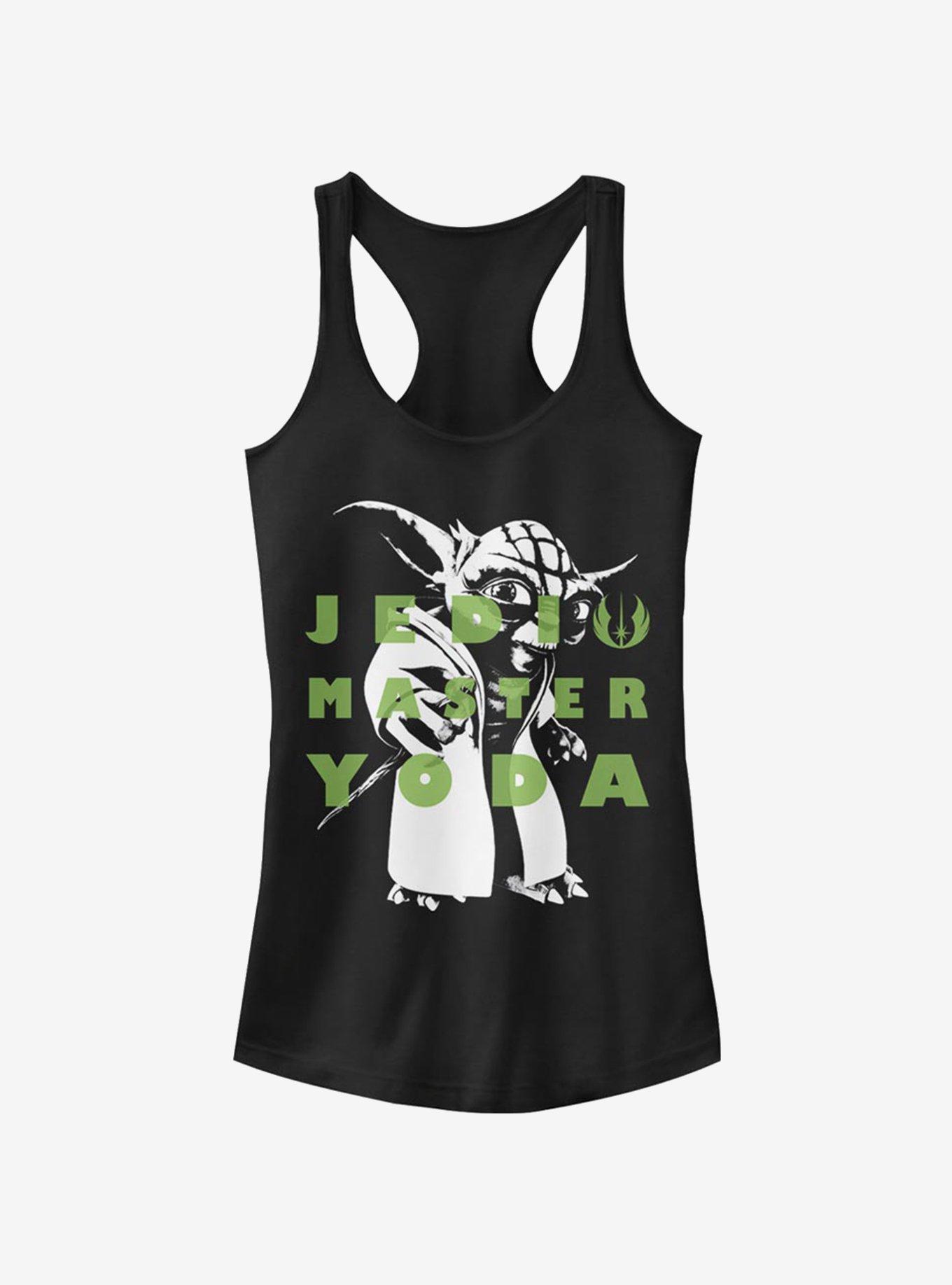 Star Wars The Clone Wars Yoda Text Girls Tank, BLACK, hi-res