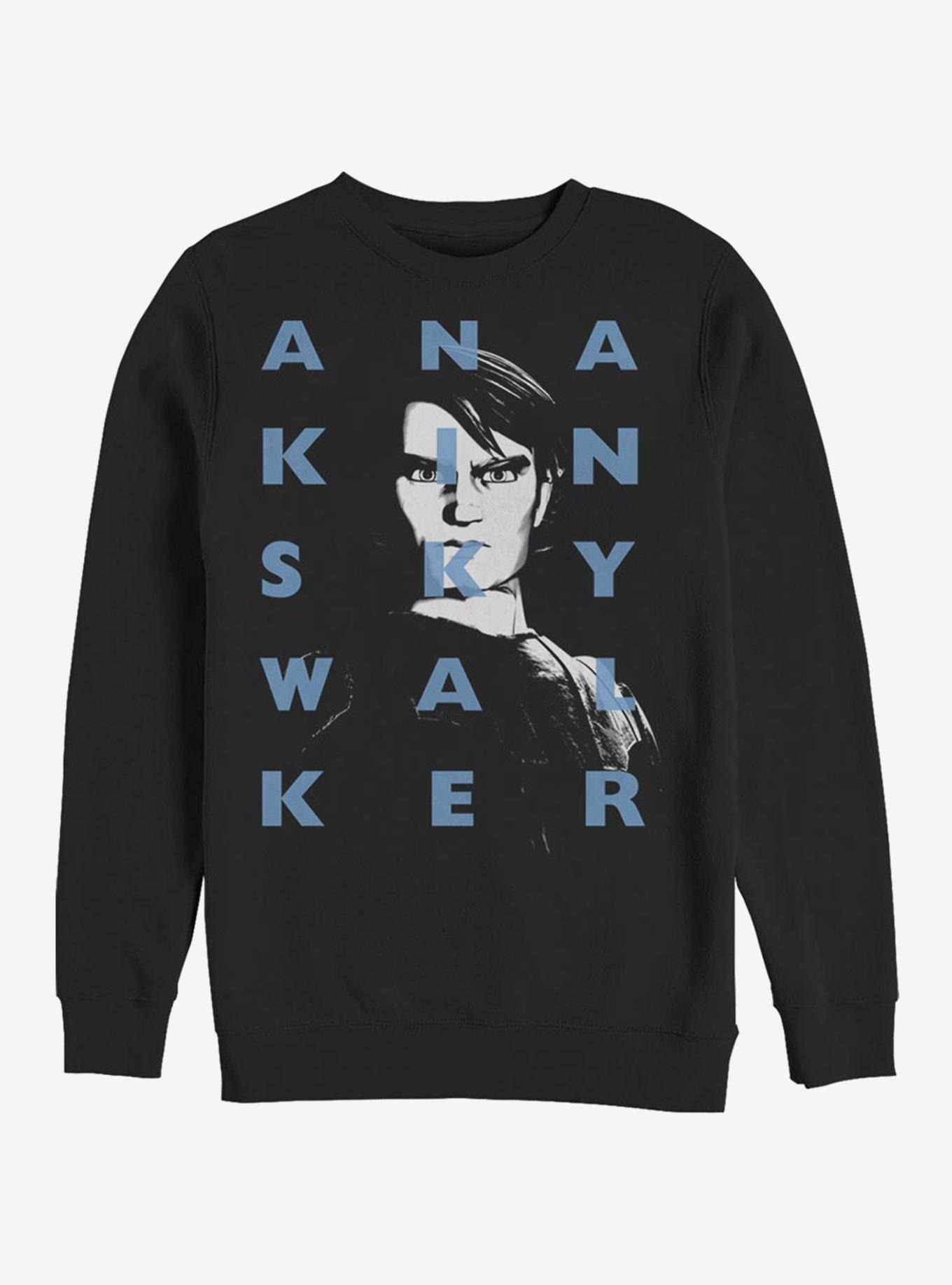 Star Wars The Clone Wars Anakin Text Crew Sweatshirt, BLACK, hi-res