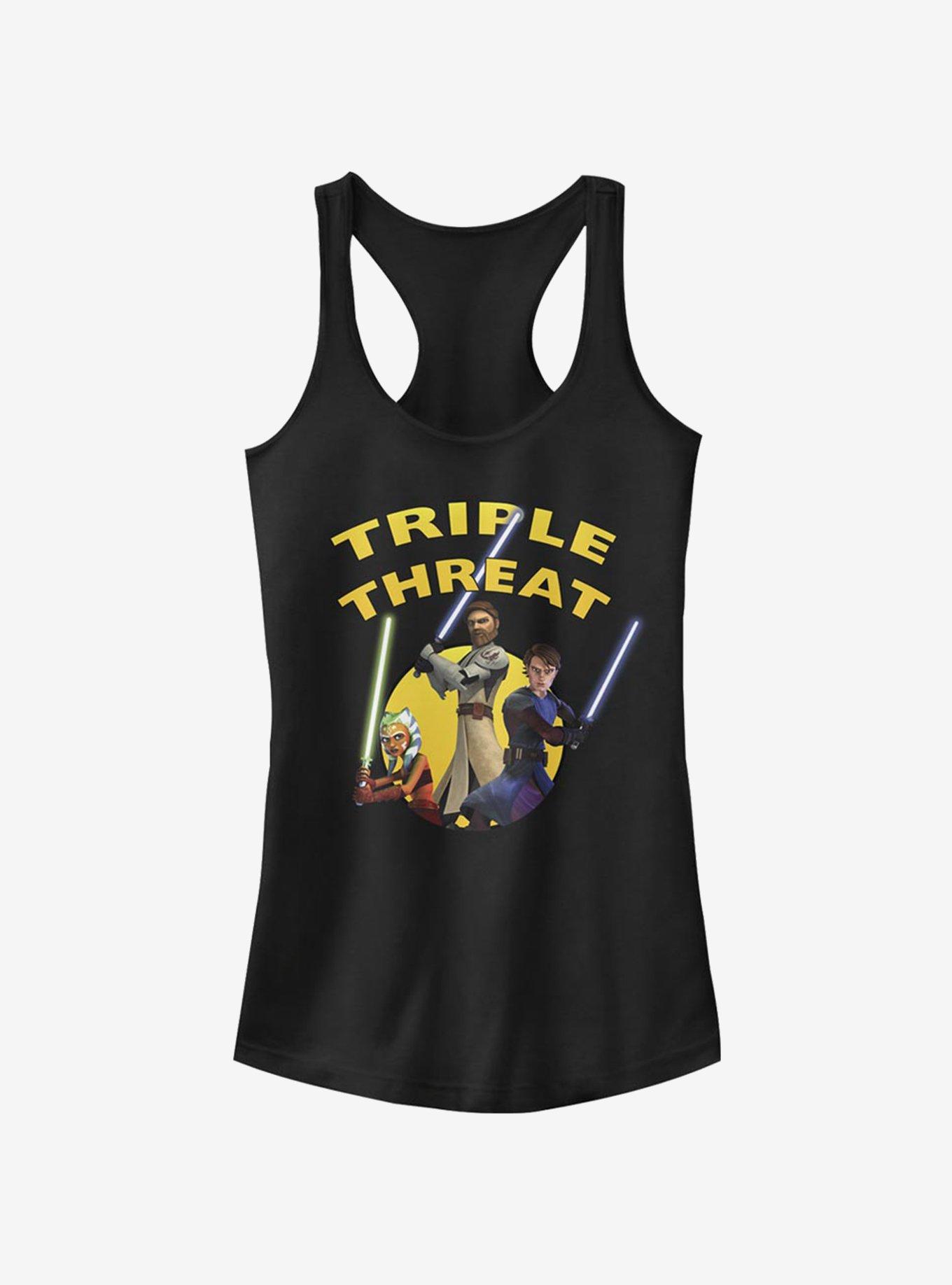 Star Wars The Clone Wars Triple Threat Girls Tank Top, BLACK, hi-res