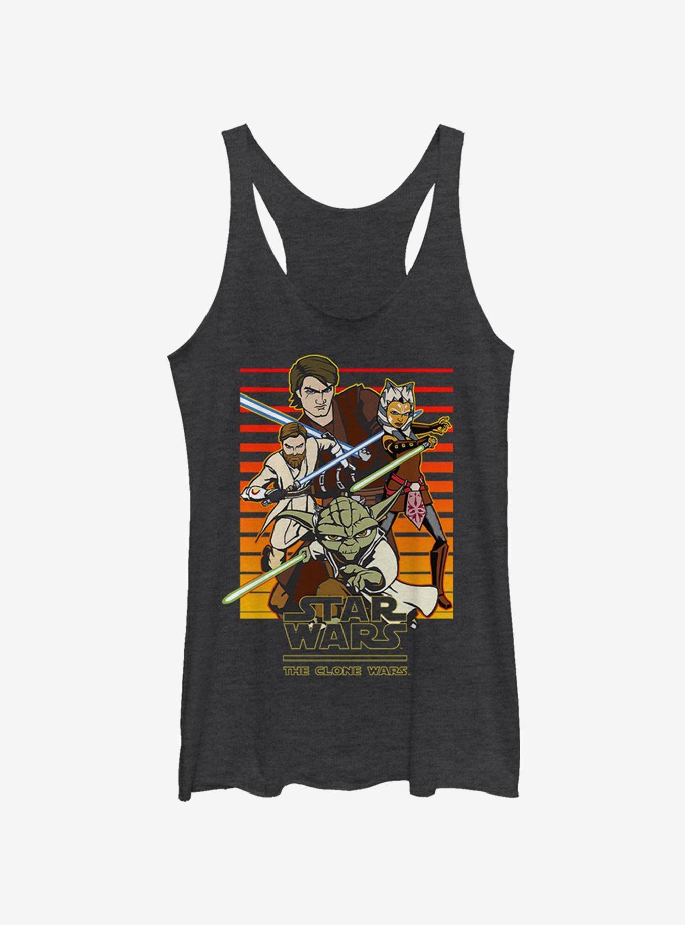 Star Wars The Clone Wars Sun Setting Girls Tank, BLK HTR, hi-res