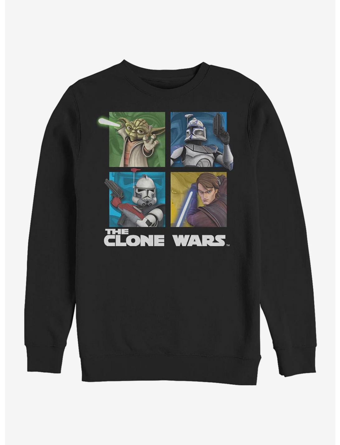 Star Wars The Clone Wars Panel Four Crew Sweatshirt, BLACK, hi-res