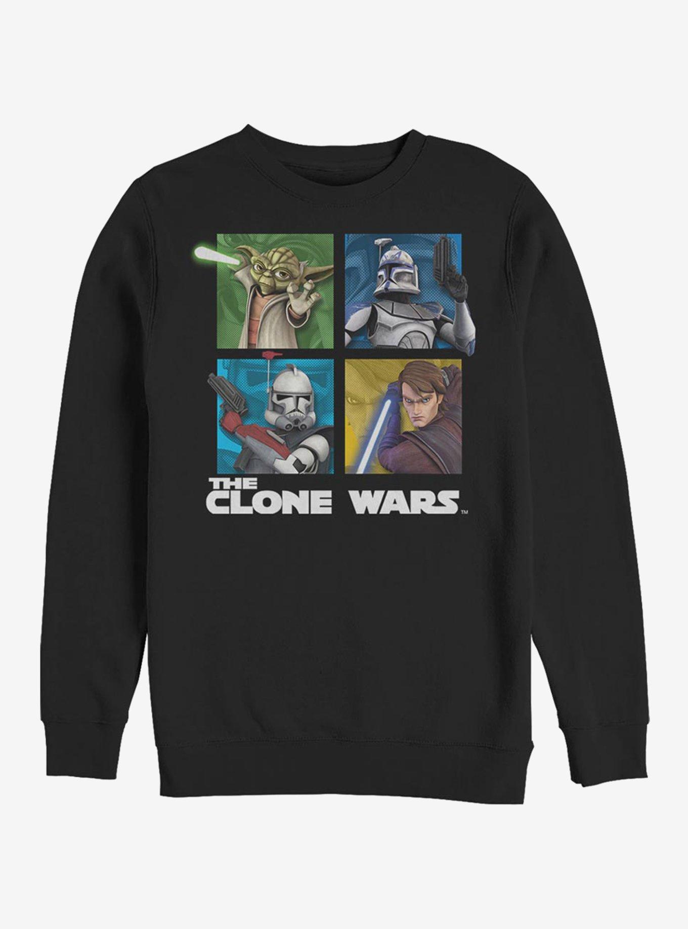 Star Wars The Clone Wars Panel Four Crew Sweatshirt, BLACK, hi-res