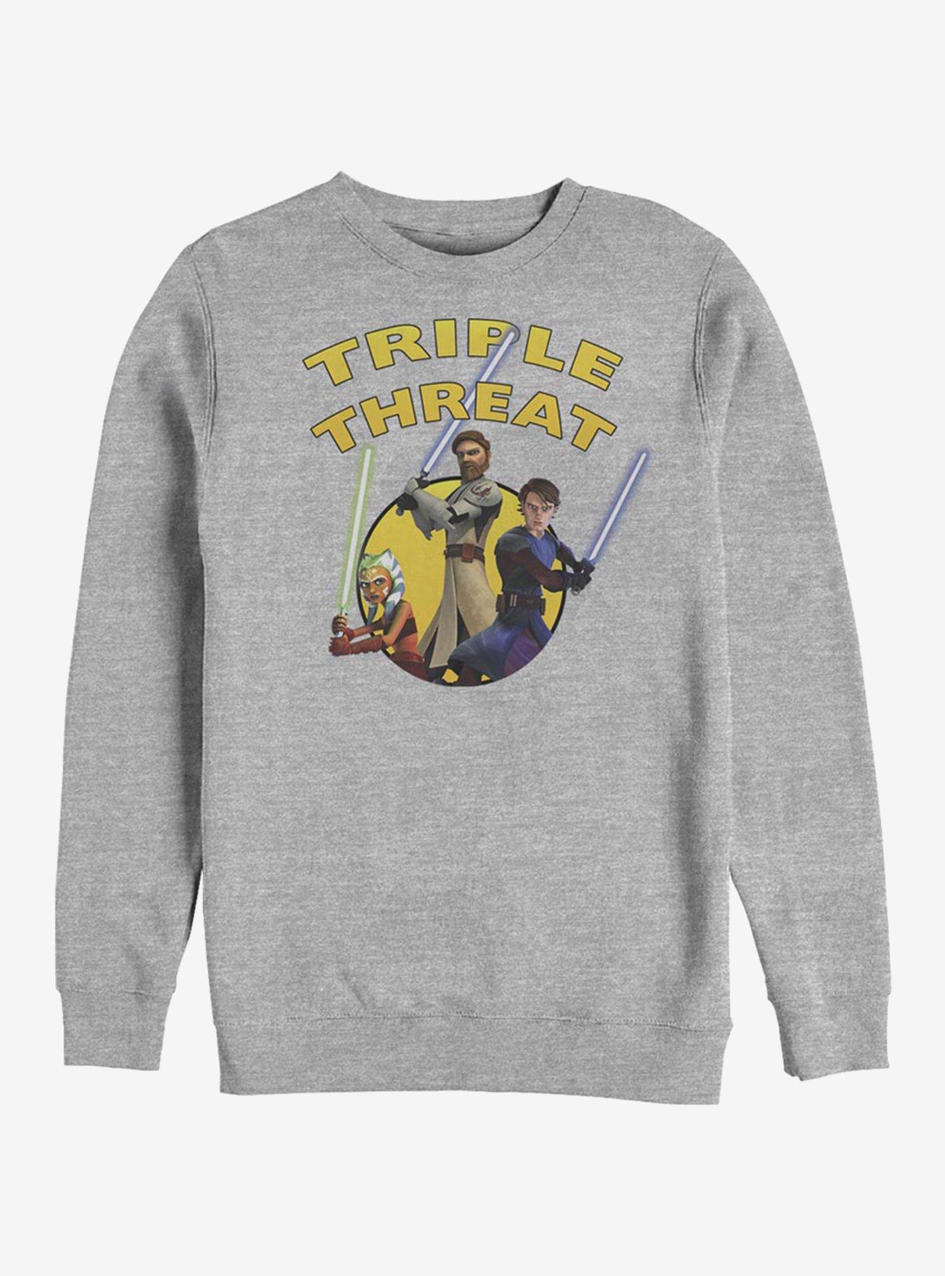 Star Wars The Clone Wars Triple Threat Sweatshirt, ATH HTR, hi-res