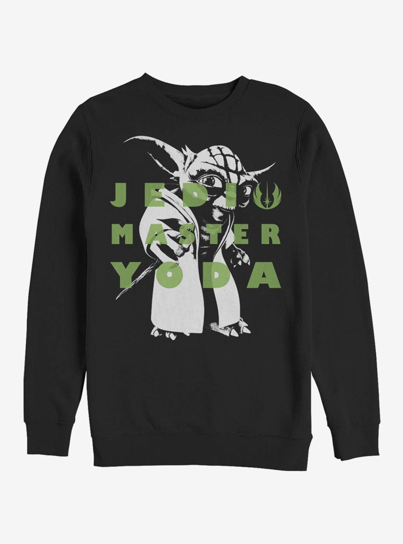 Star Wars The Clone Wars Yoda Text Crew Sweatshirt, BLACK, hi-res