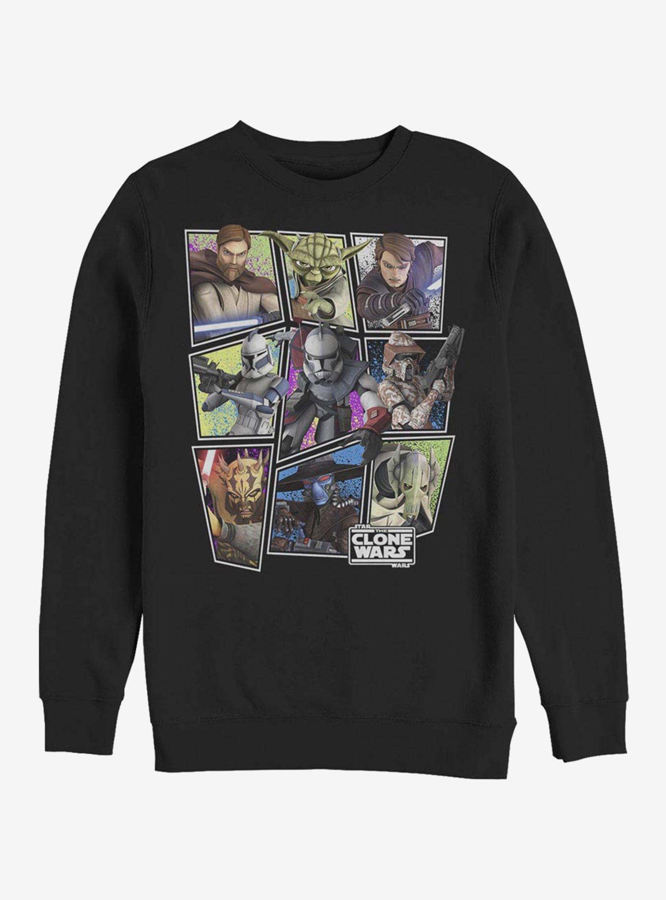 Star Wars The Clone Wars Scattered Group Crew Sweatshirt, BLACK, hi-res