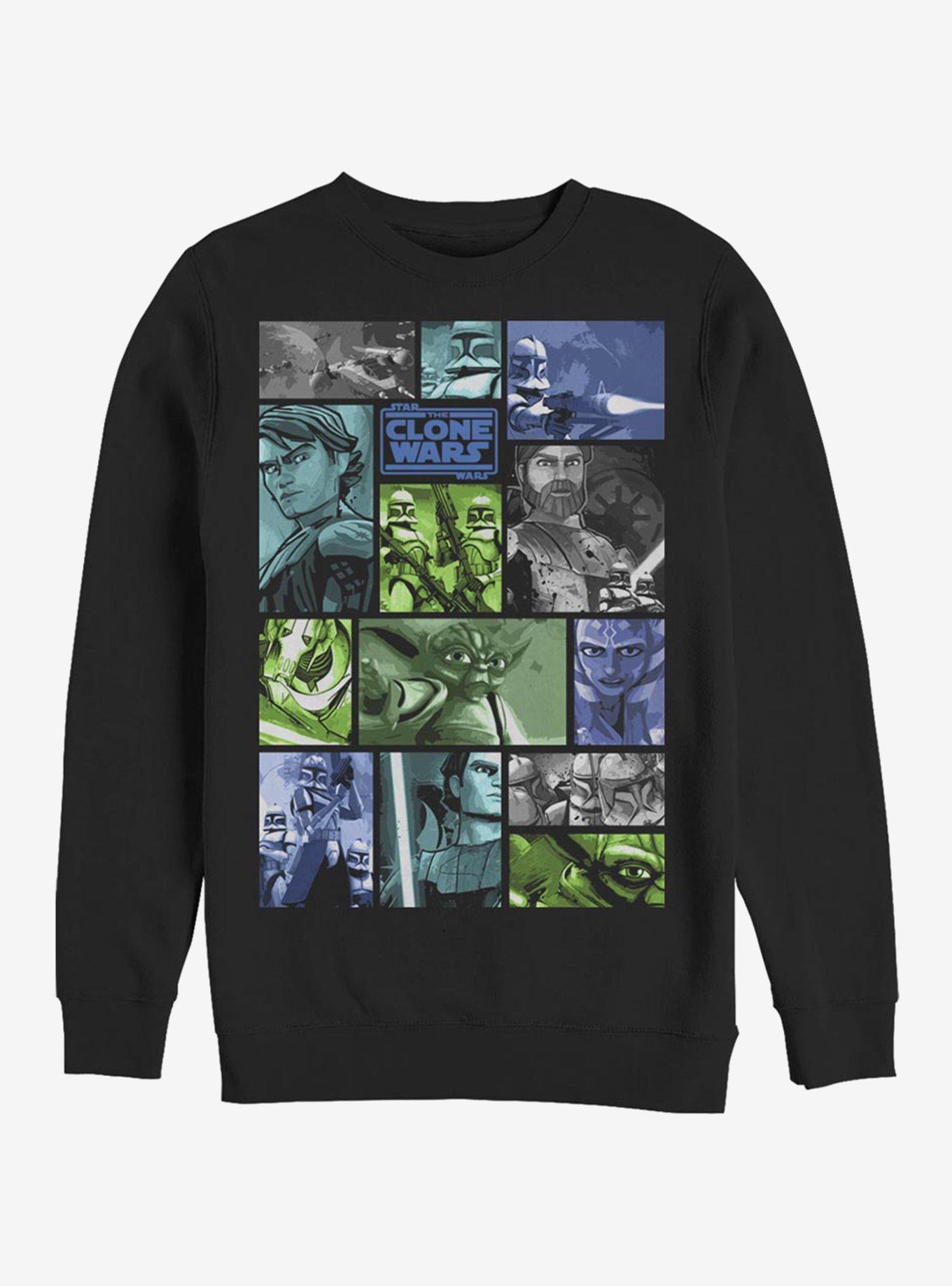 Star Wars The Clone Wars Story Squares Sweatshirt, BLACK, hi-res