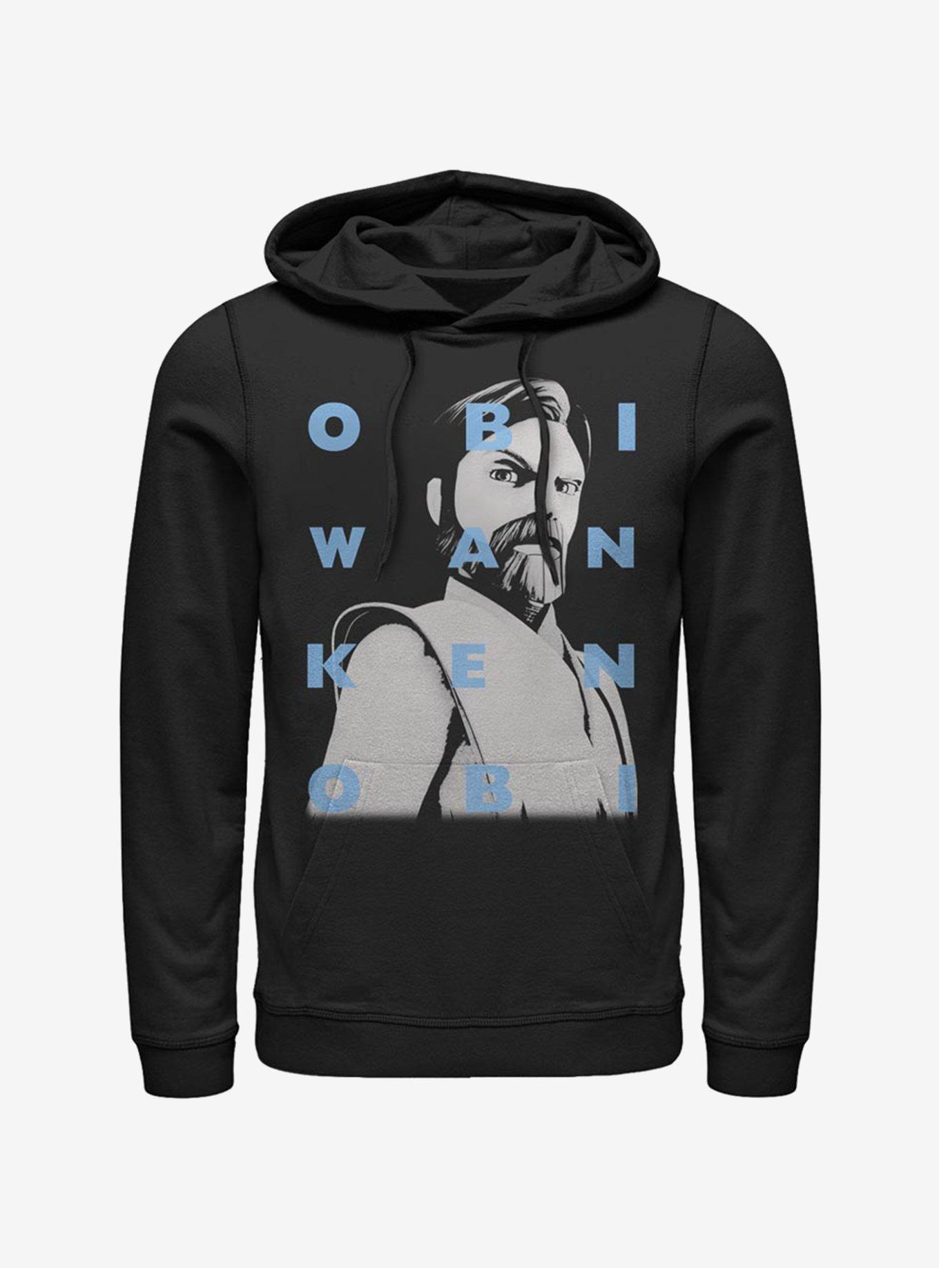 Star Wars The Clone Wars Obi-Wan Text Hoodie, BLACK, hi-res