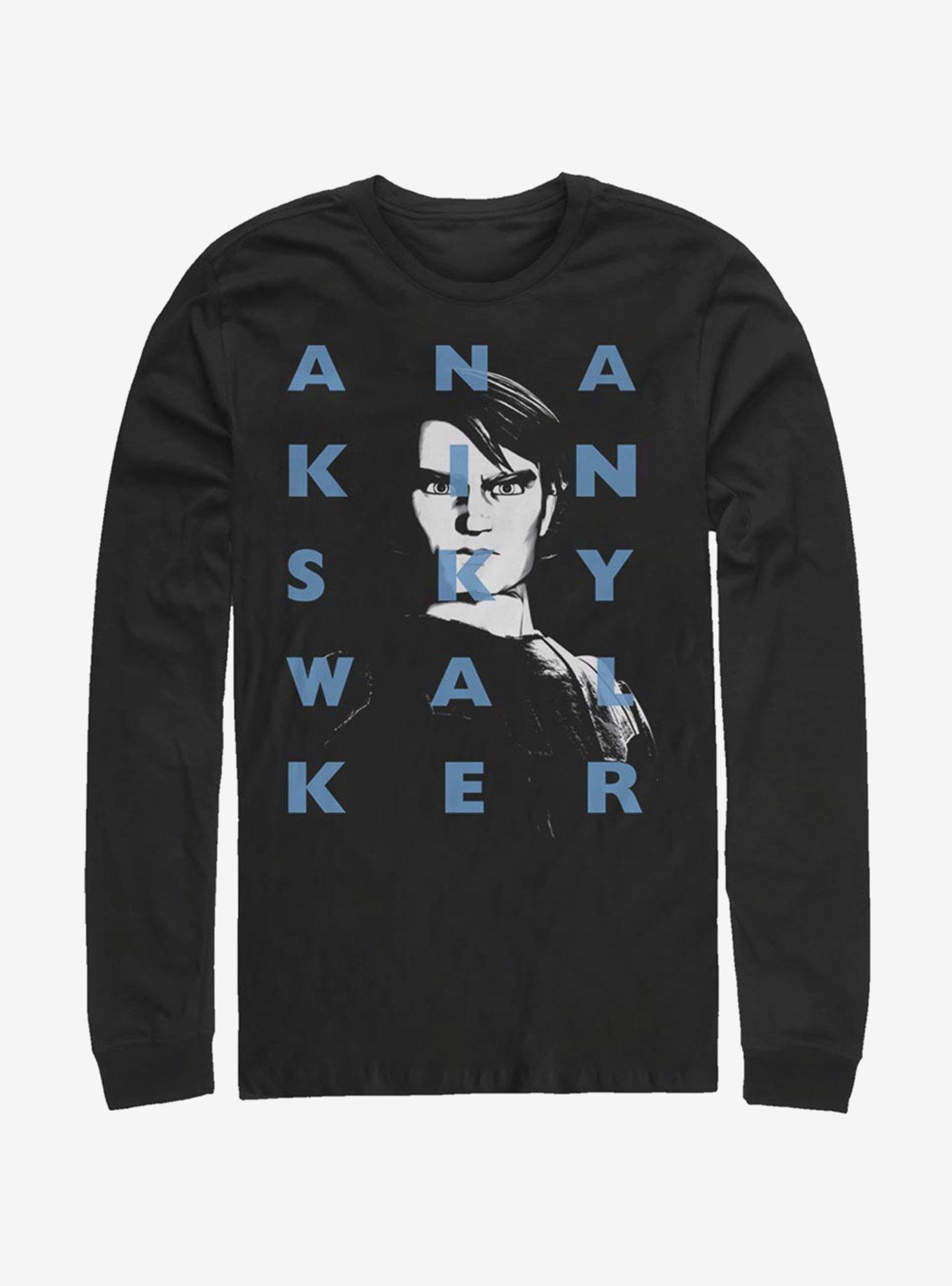 Star Wars The Clone Wars Anakin Text Long-Sleeve T-Shirt, BLACK, hi-res