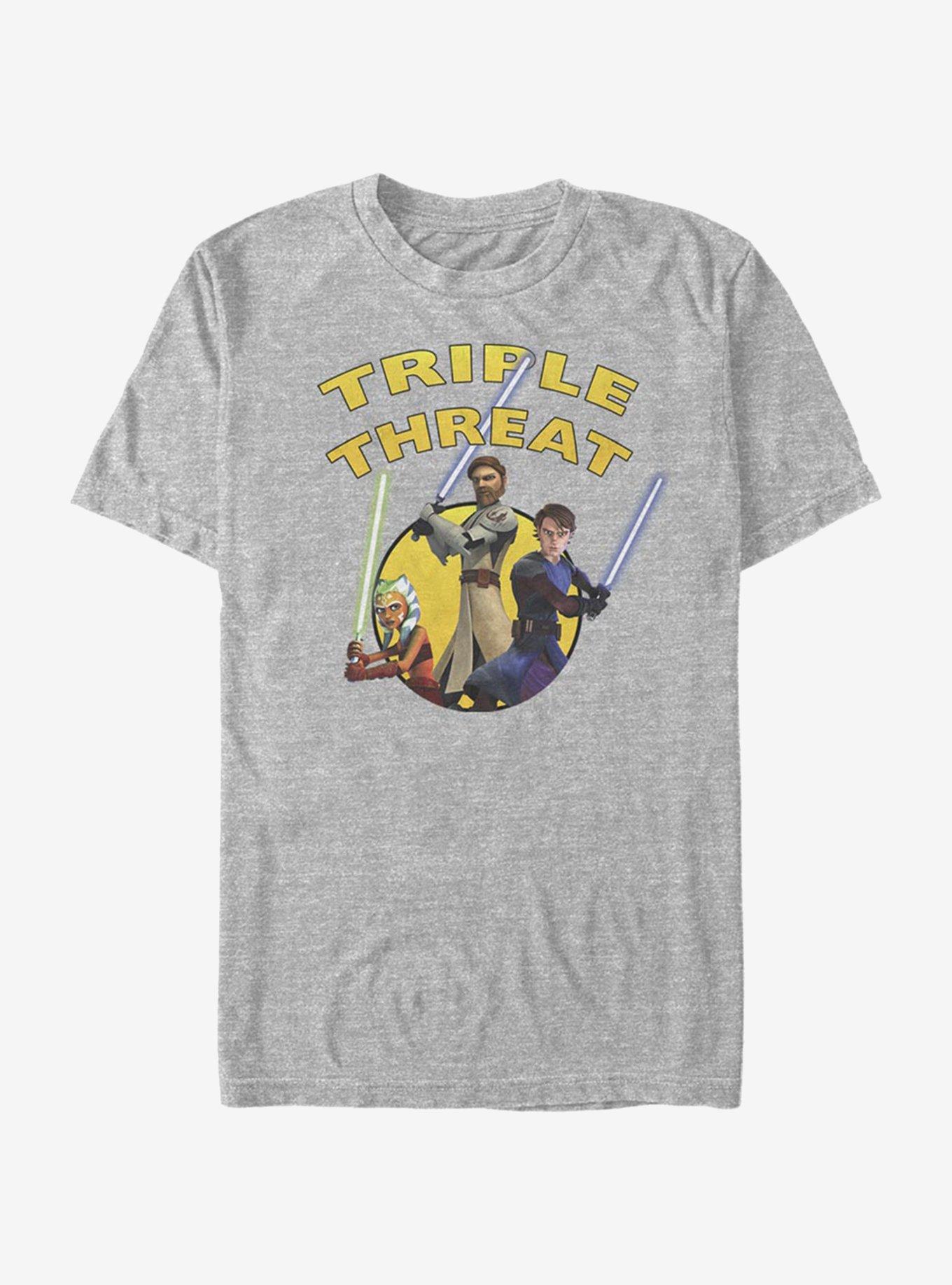 Star Wars The Clone Wars Triple Threat T-Shirt, ATH HTR, hi-res
