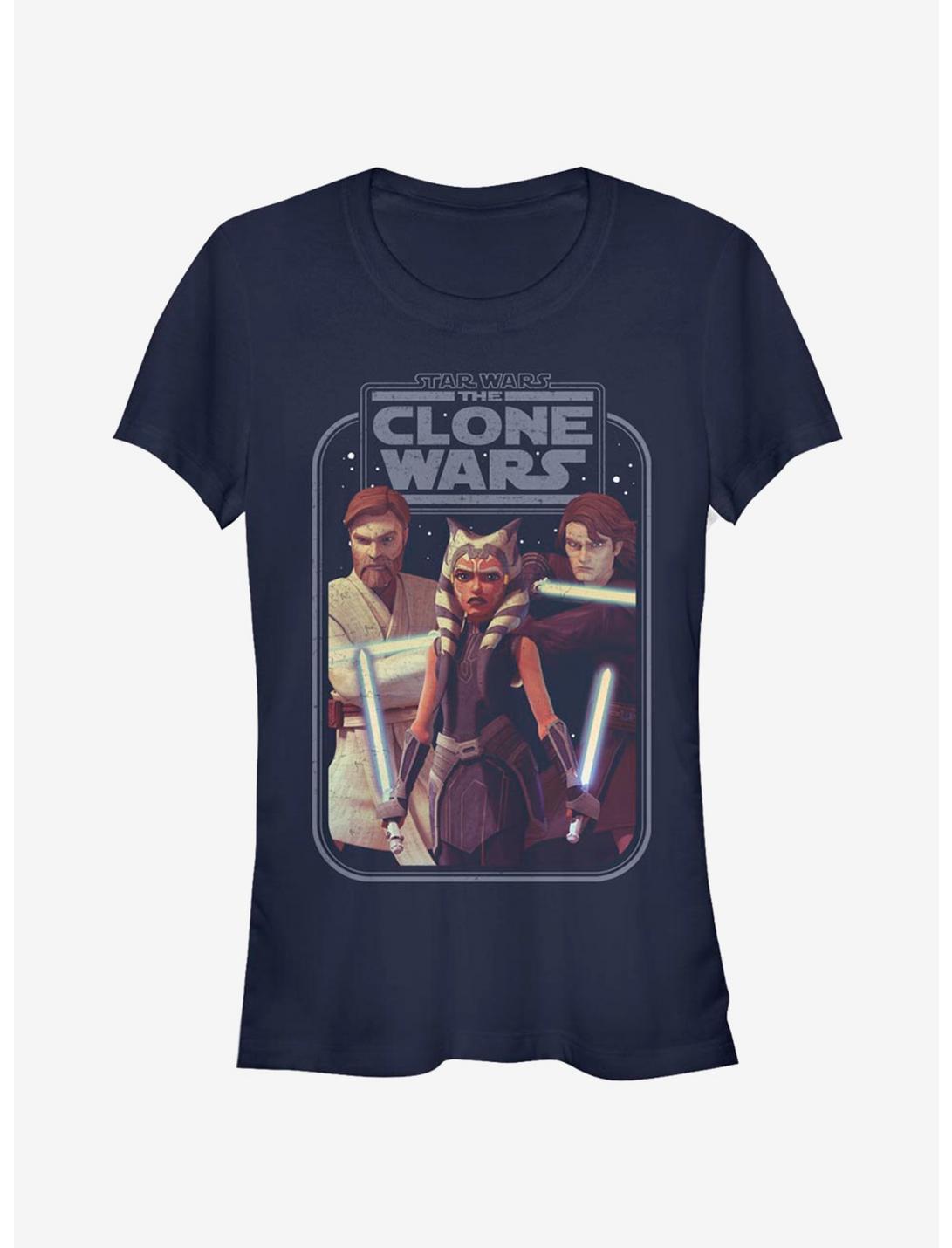 Star Wars The Clone Wars Hero Group Shot Girls T-Shirt, NAVY, hi-res