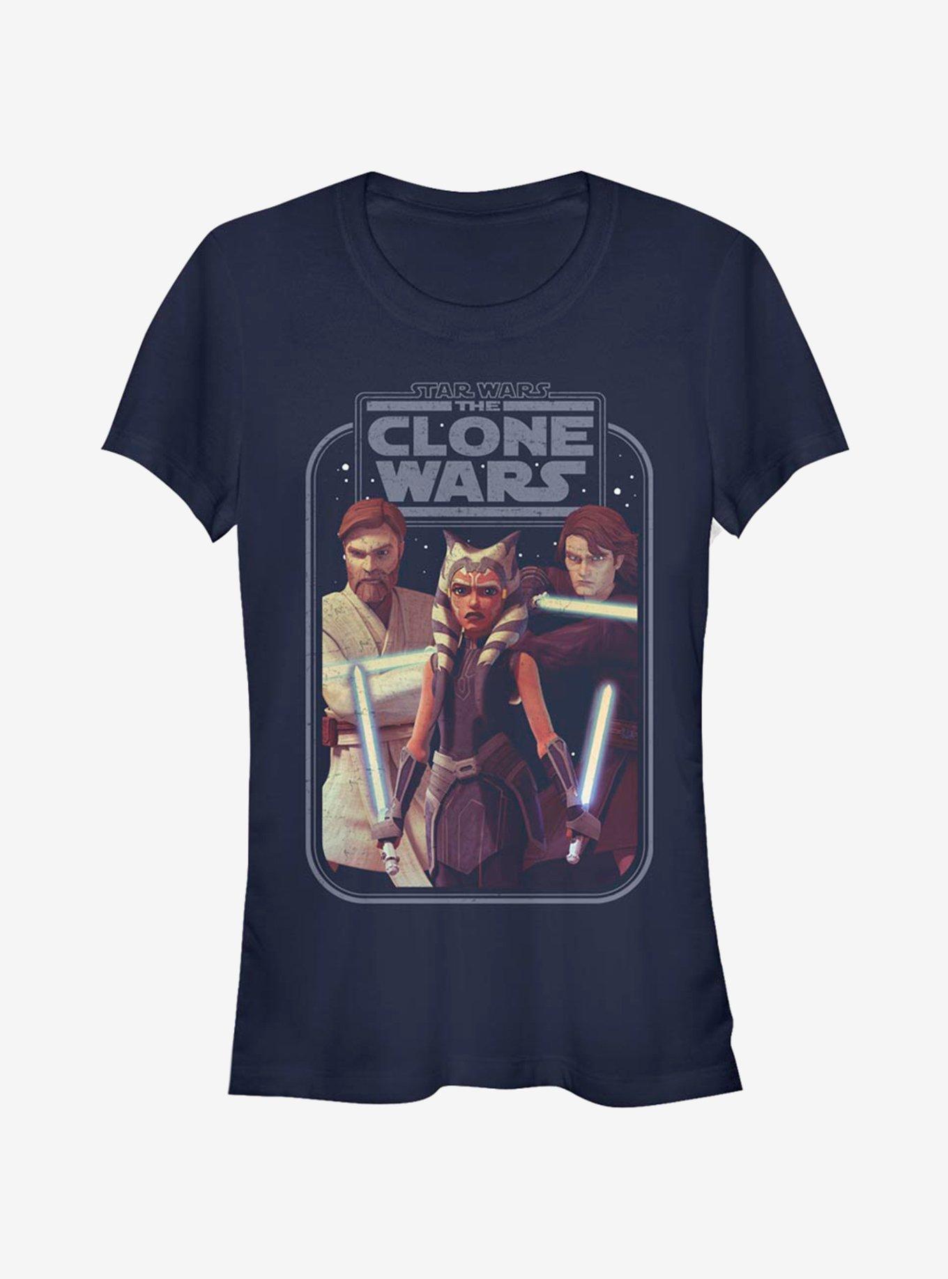 Star Wars The Clone Wars Hero Group Shot Girls T-Shirt, NAVY, hi-res