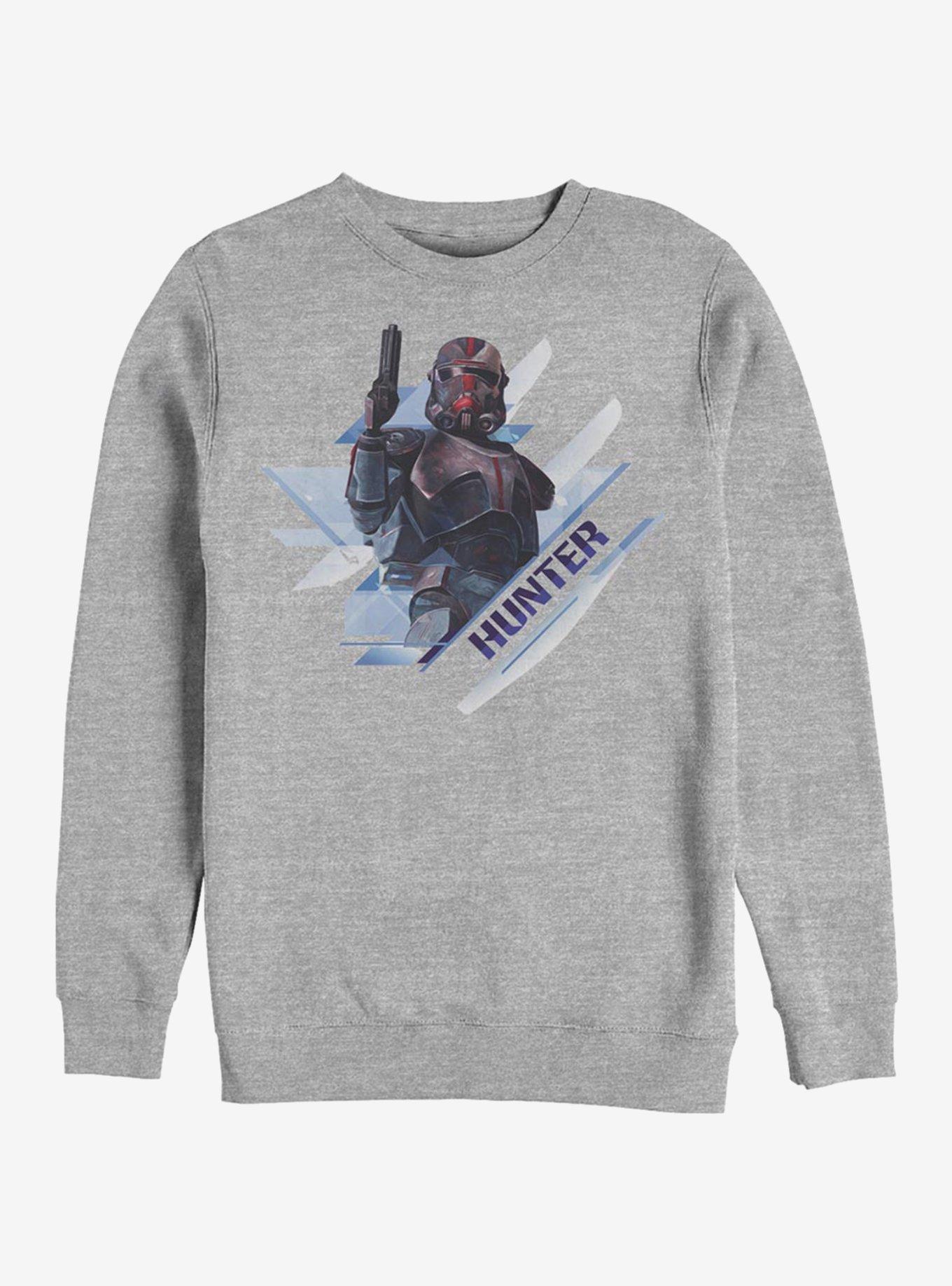 Star Wars The Clone Wars Hunter Angled Crew Sweatshirt, ATH HTR, hi-res