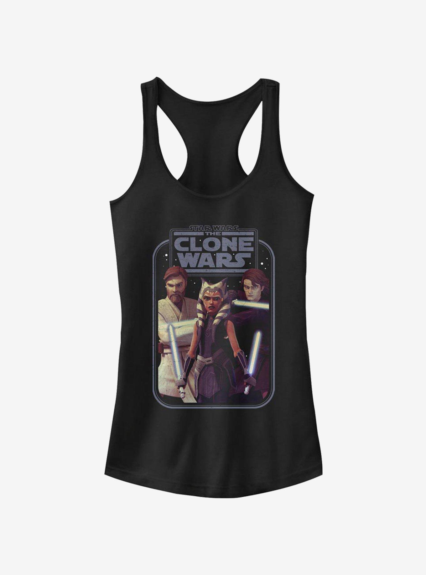 Star Wars The Clone Wars Hero Group Shot Girls Tank Top, BLACK, hi-res